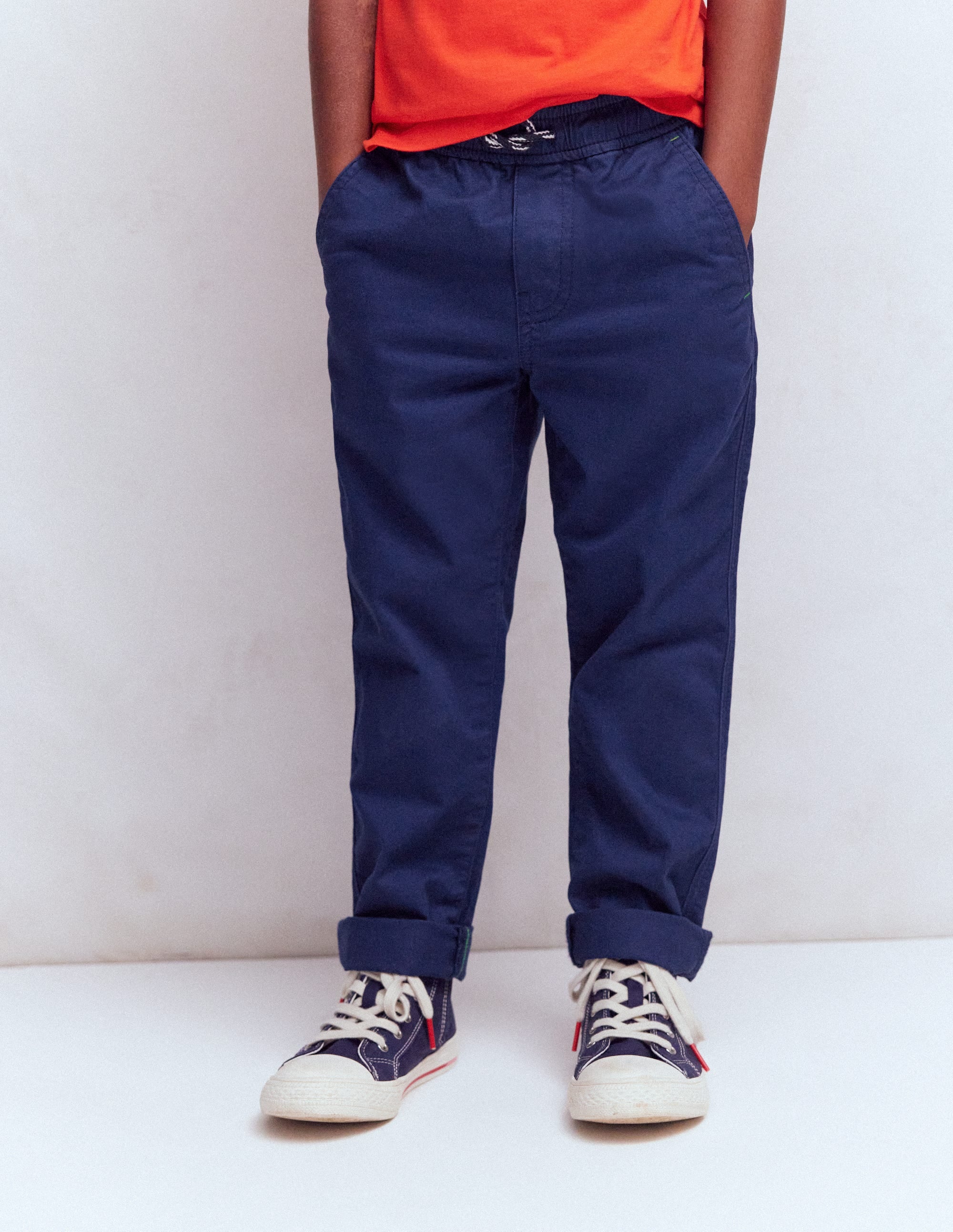 Slim Pull-on Trousers-College Navy - Image 3