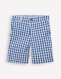 Texturierte Shorts-Blau Karo