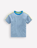 Lockeres T-Shirt mit Regenbogenstreifen-Blau