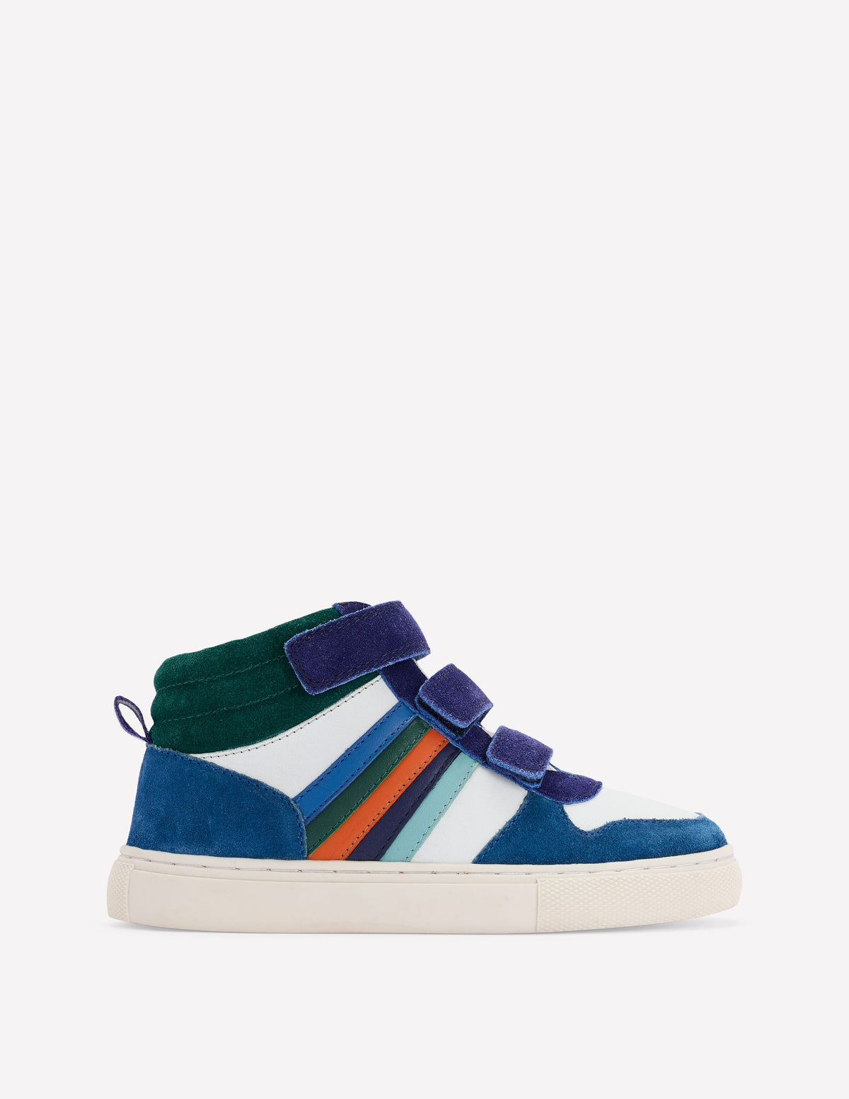 Hochgeschnittene Sneaker aus Leder-Ackerbohnengrün/Pink, Gestreift-1