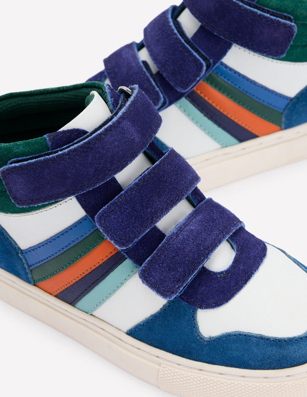 Hochgeschnittene Sneaker aus Leder-Ackerbohnengrün/Pink, Gestreift - Image 3