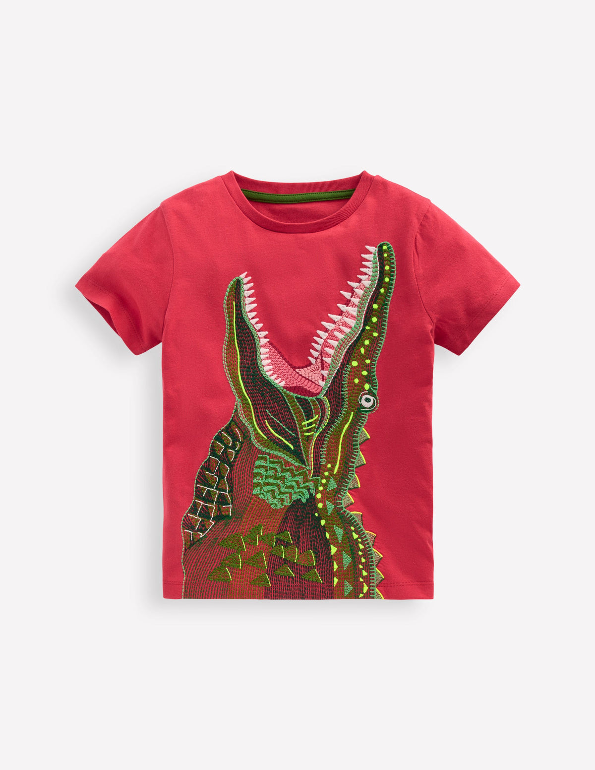 T-Shirt mit Superstitch-Design-Rot Krokodil-1
