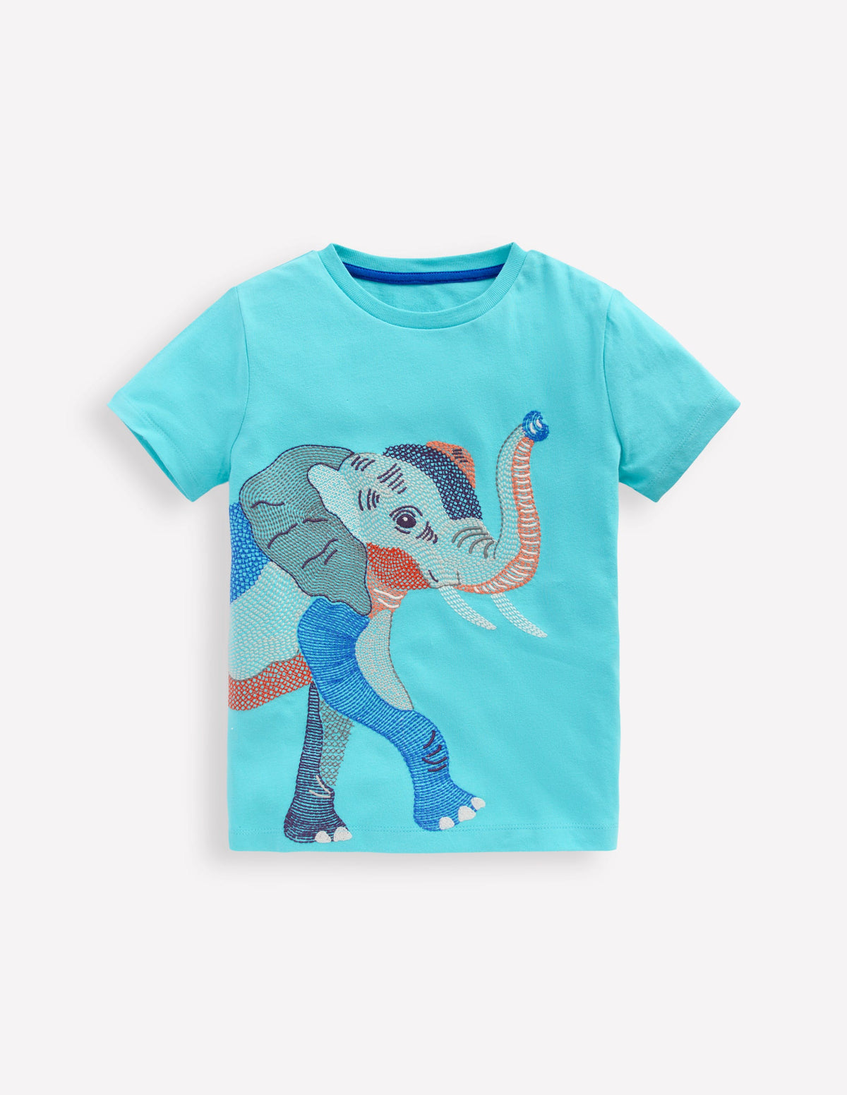 T-Shirt mit Superstitch-Design-Aqua Meeresblau Elefant - Image 1