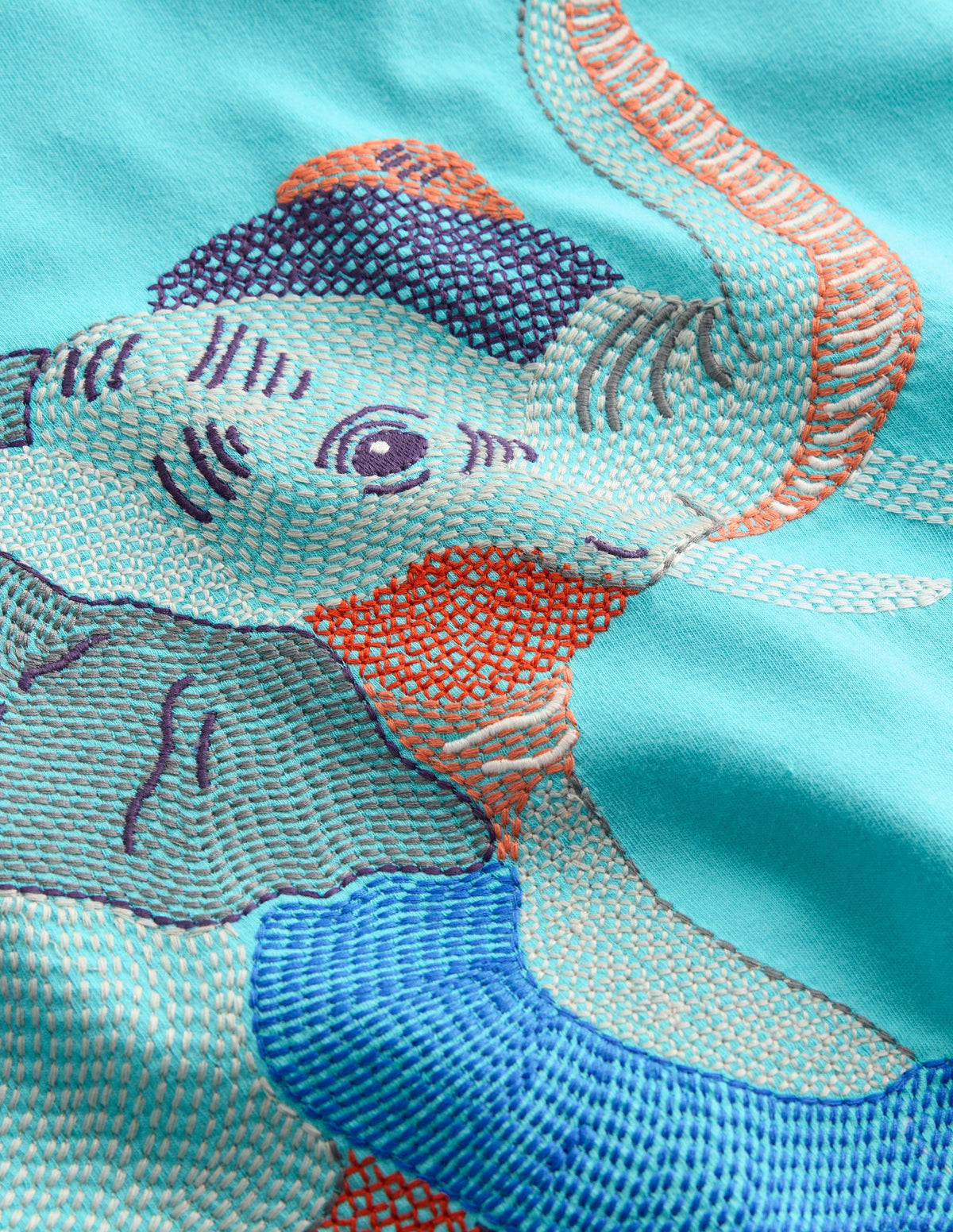 T-Shirt mit Superstitch-Design-Aqua Meeresblau Elefant - Image 3