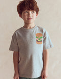 T-shirt à imprimé recto verso-Hamburger gris chiné