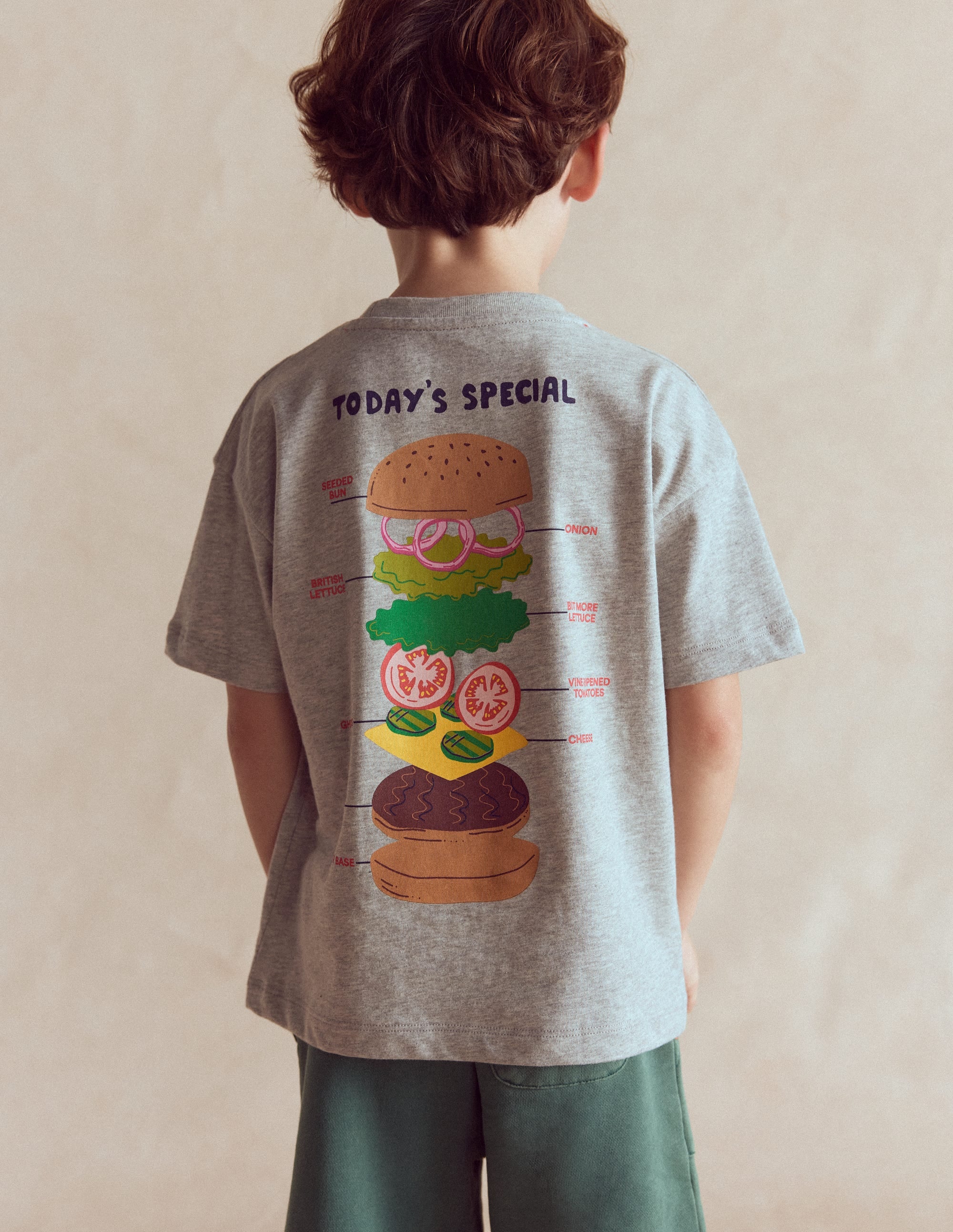 T-shirt à imprimé recto verso-Hamburger gris chiné - Image 2