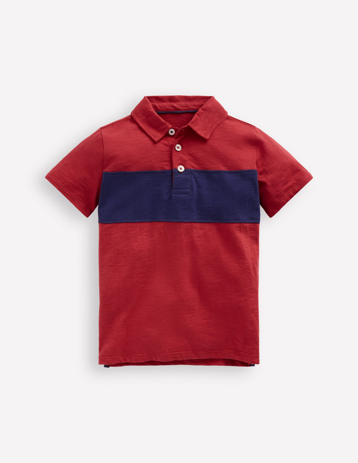 Flammgarn-Polohemd-Konfitüre Rot/Schuluniform-Marineblau - Image 2