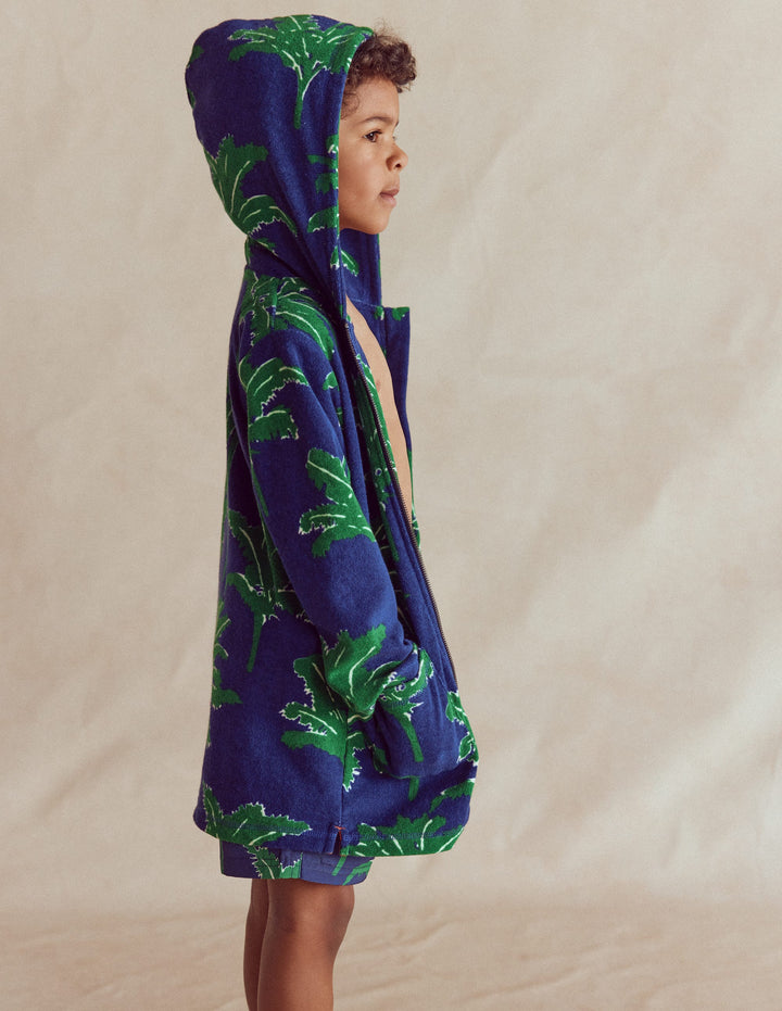 Frottee-Badeponcho mit Reißverschluss-Steuerbordblau Palmen
