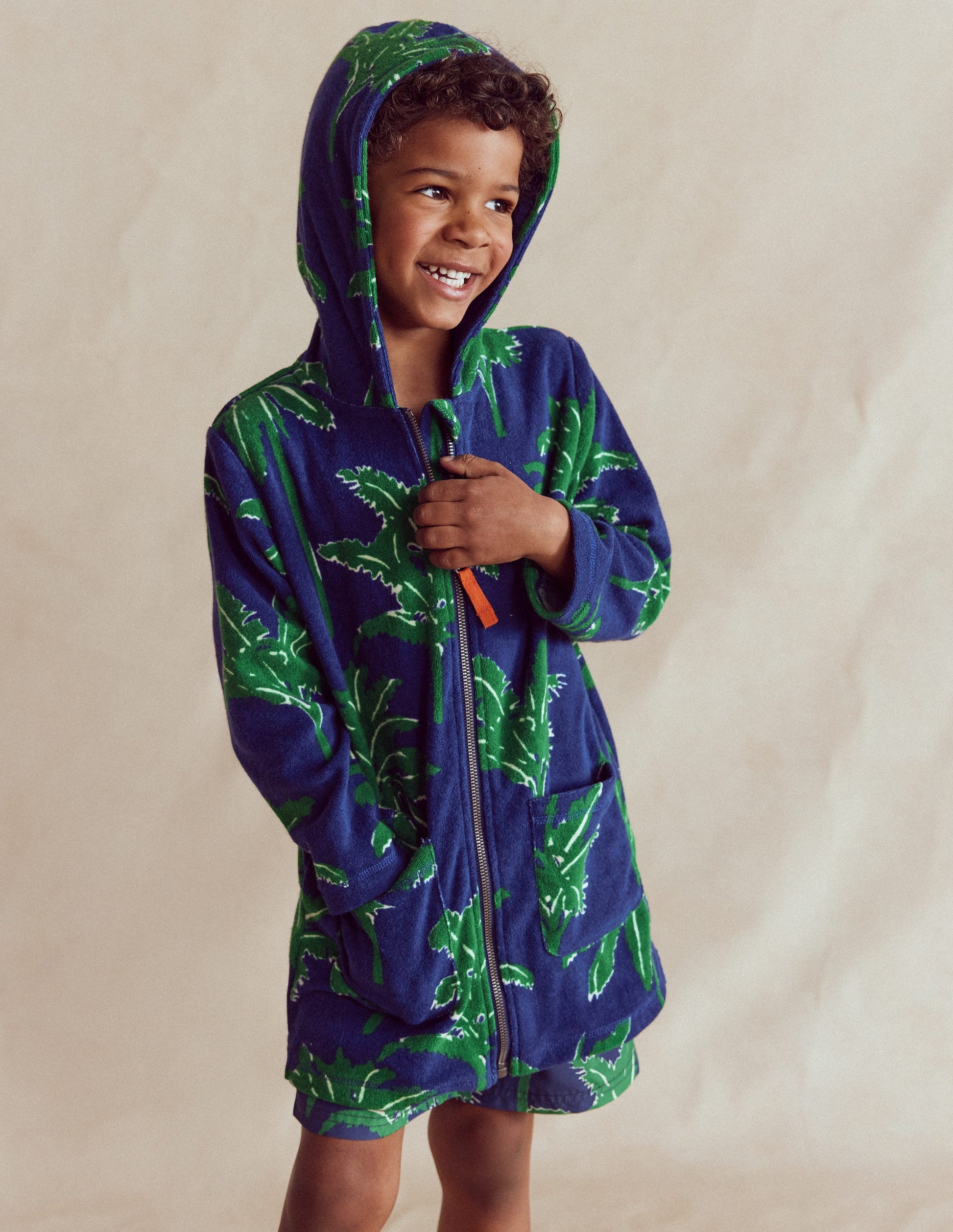 Towelling Zip-Up Throw-On-Starboard Blue Palm Trees-2