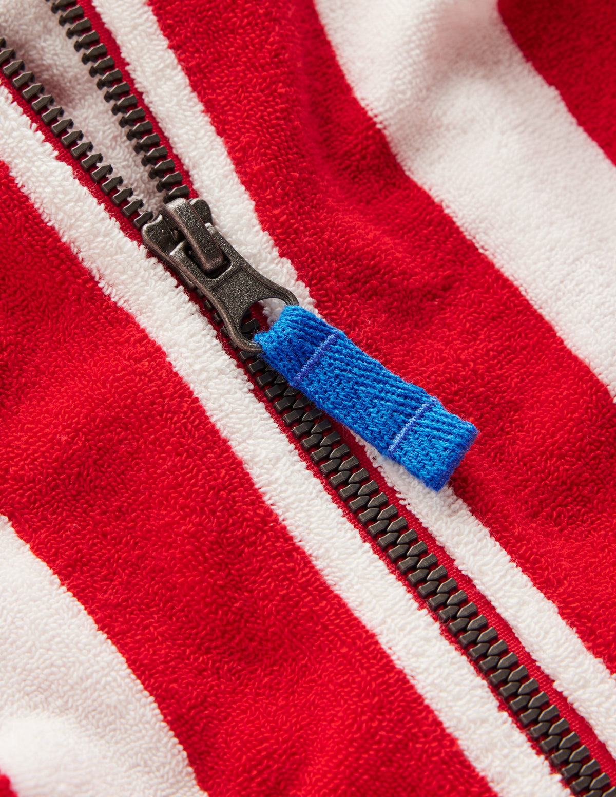 Frottee-Badeponcho mit Reißverschluss-Rot mit Streifen - Image 3