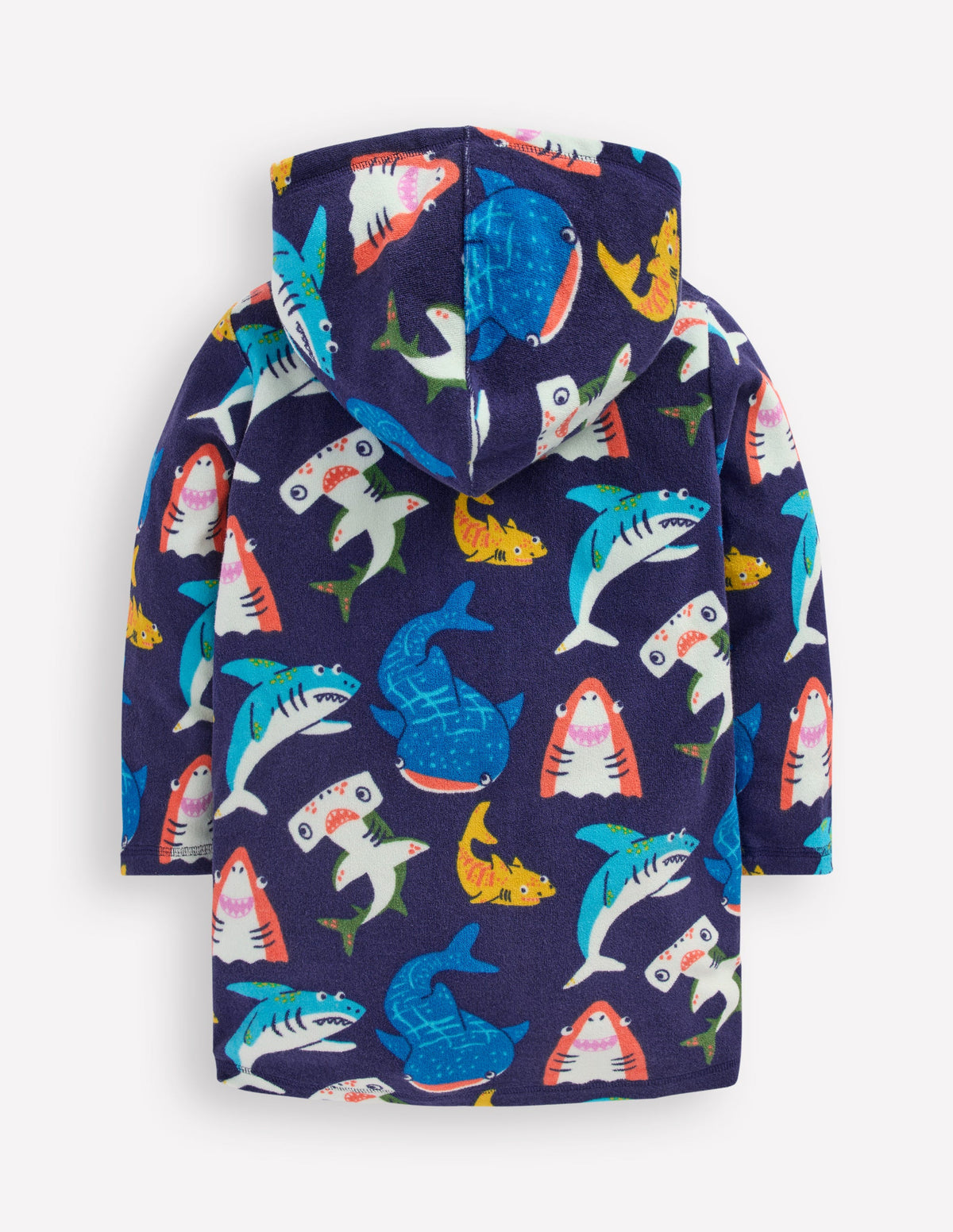 Frottee-Badeponcho mit Reißverschluss-Schuluniform-Navy, Haie - Image 2