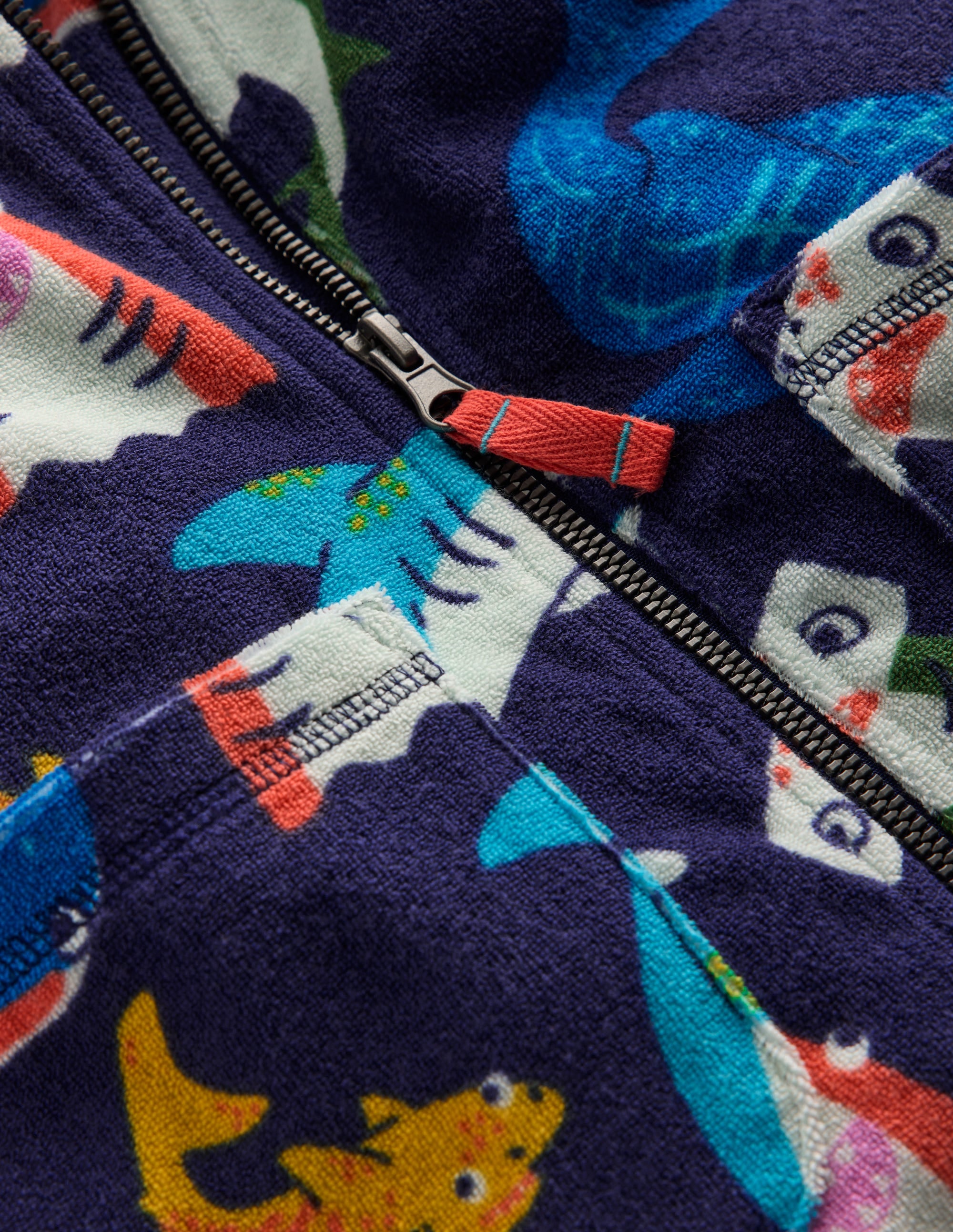 Frottee-Badeponcho mit Reißverschluss-Schuluniform-Navy, Haie - Image 3