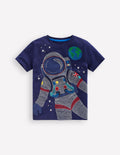 Im Dunkeln leuchtendes T-Shirt mit Superstitch-Schuluniform-Marineblau Raumfahrer