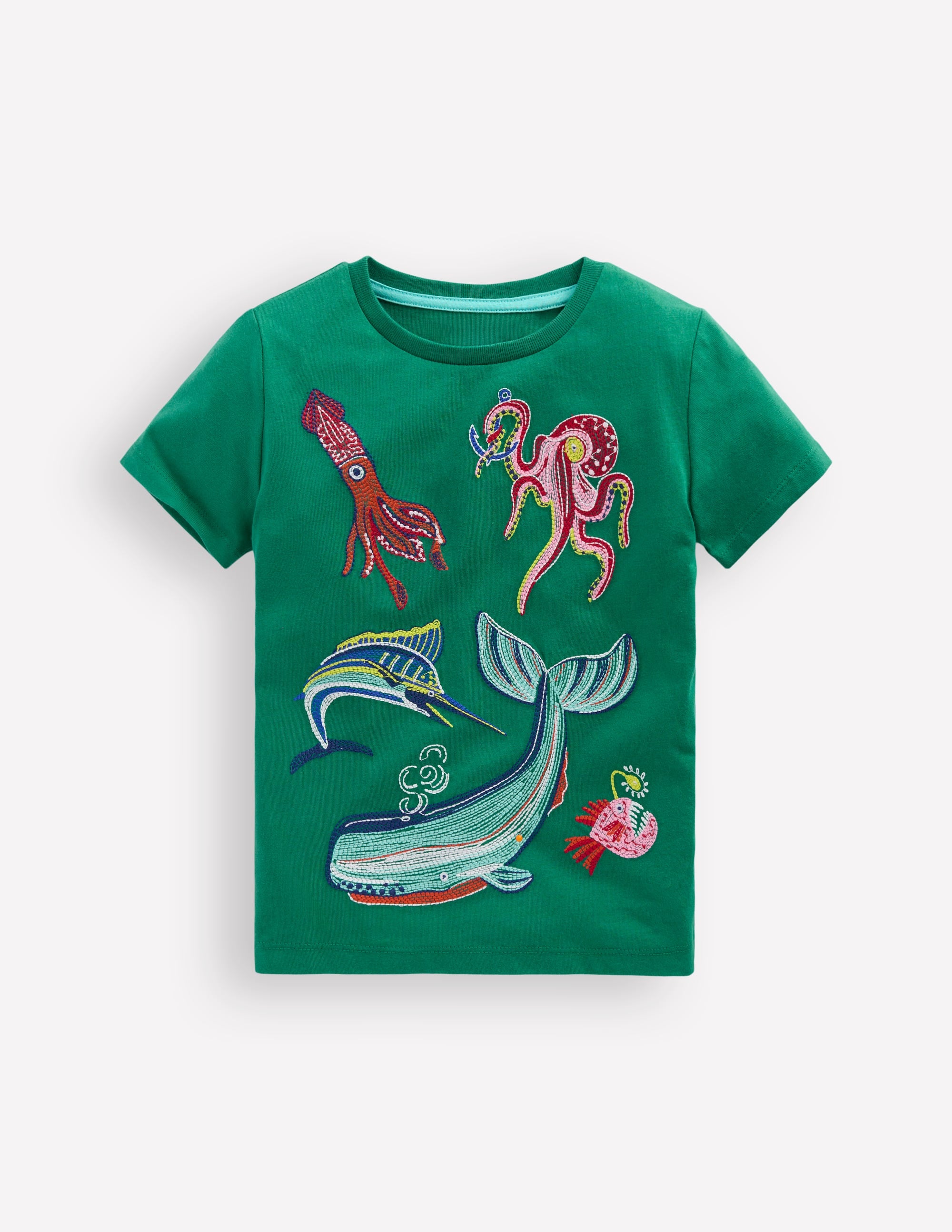 Im Dunkeln leuchtendes T-Shirt mit Superstitch-Juwelengrün Meerestiere - Image 1