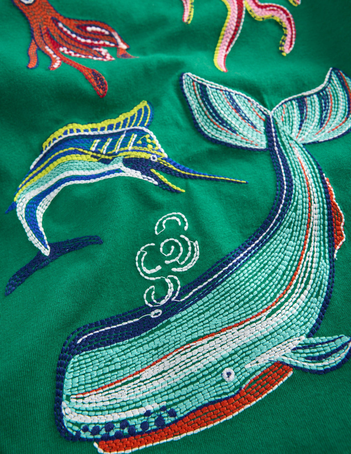 Im Dunkeln leuchtendes T-Shirt mit Superstitch-Juwelengrün Meerestiere-3