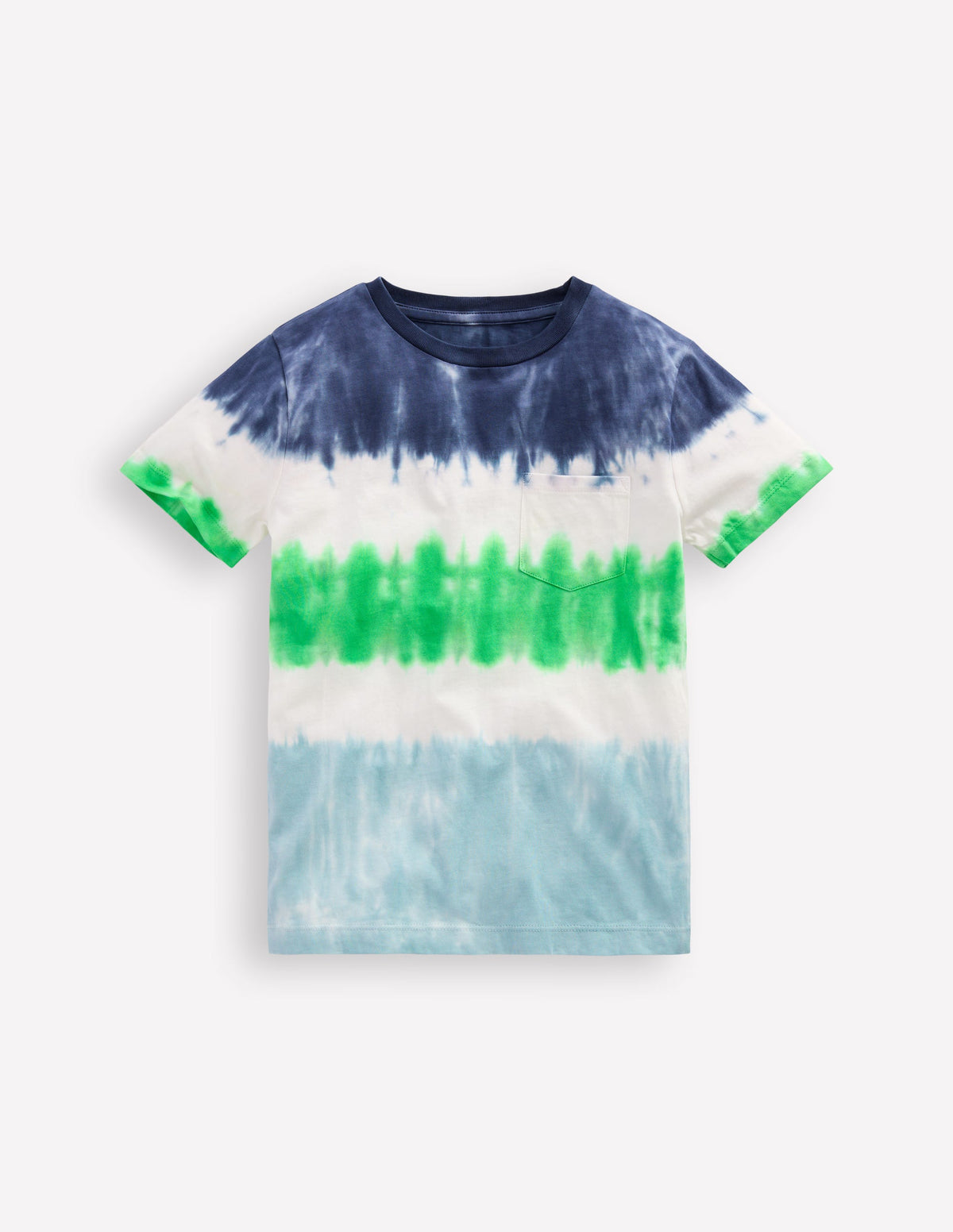 T-Shirt mit Batikmuster-Blau Bunt Streifen-2