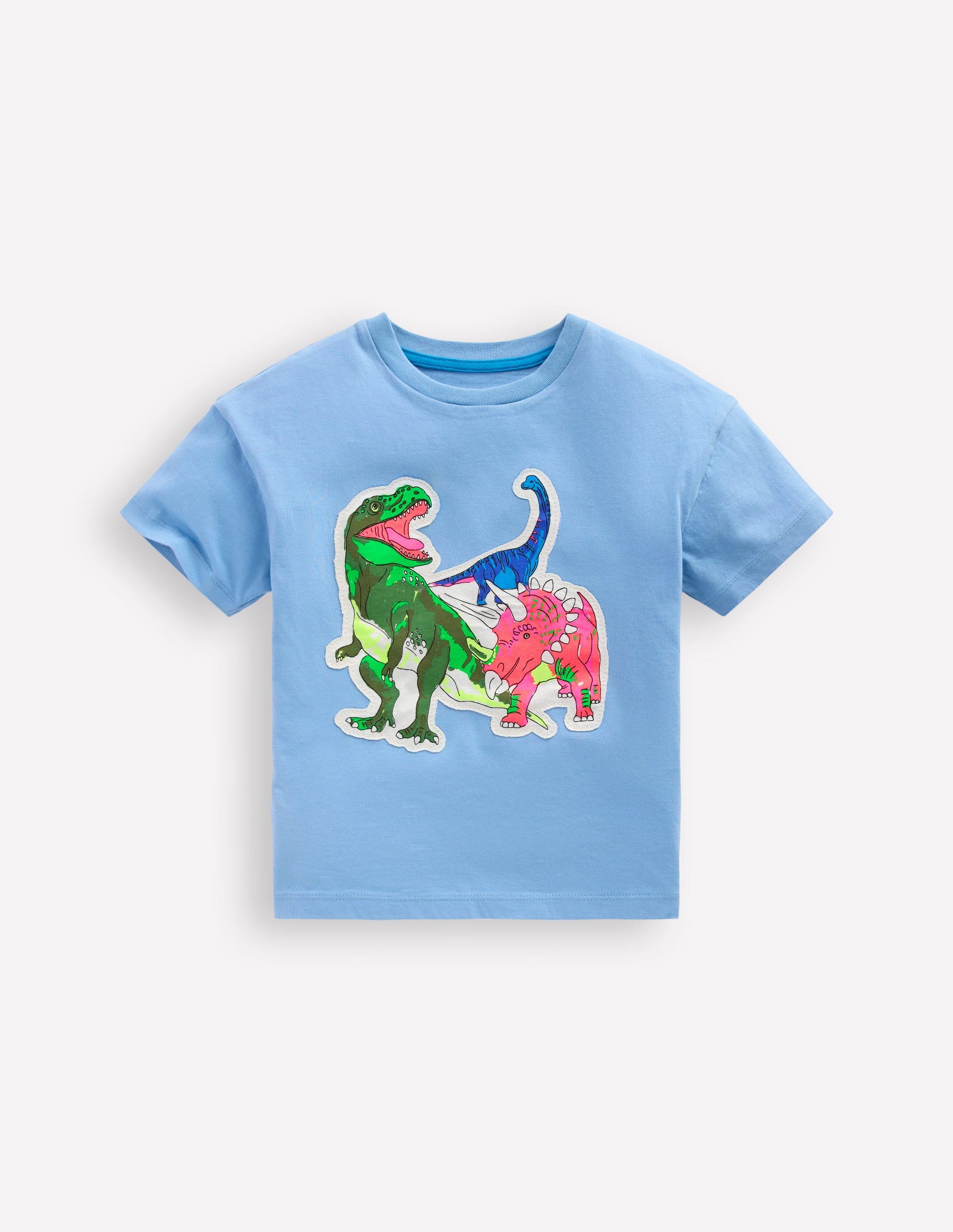 T-shirt à manches courtes et écussons-Dino bleu glacier-1