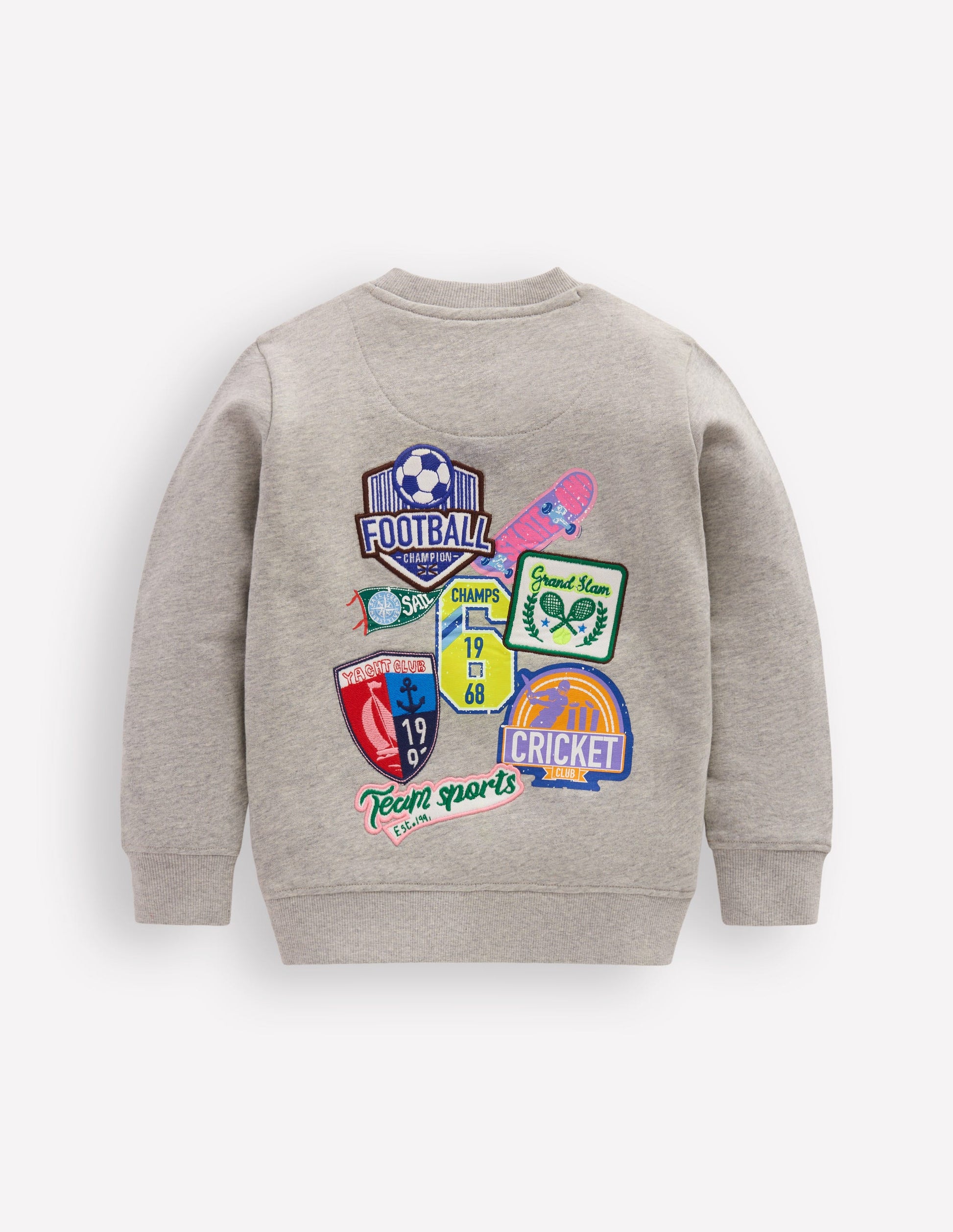 Sweatshirt mit Aufnäher-Grau Meliert, Sport-2