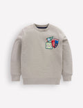Sweatshirt mit Aufnäher-Grau Meliert, Sport