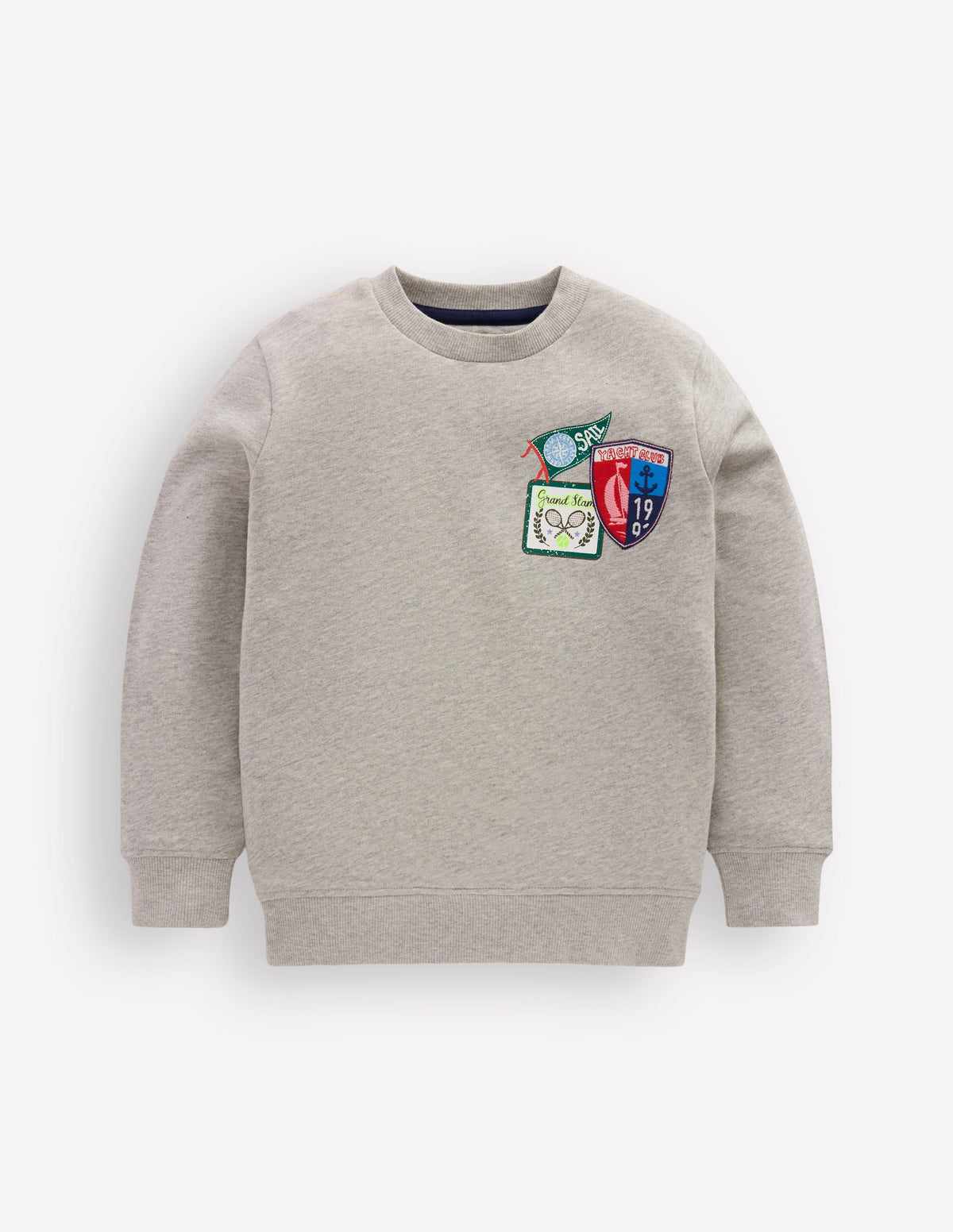 Sweatshirt mit Aufnäher-Grau Meliert, Sport-1