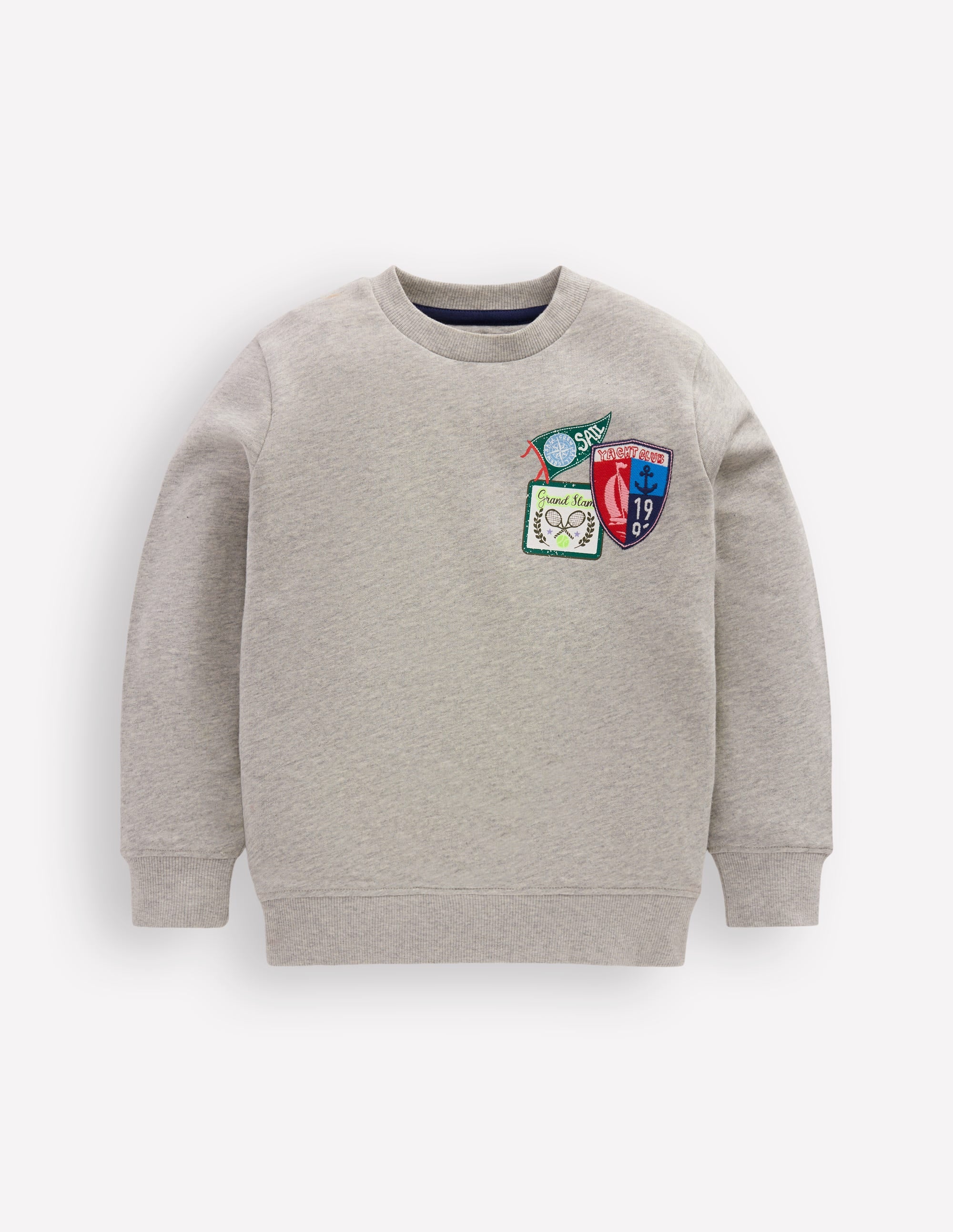 Sweatshirt mit Aufnäher-Grau Meliert, Sport - Image 1
