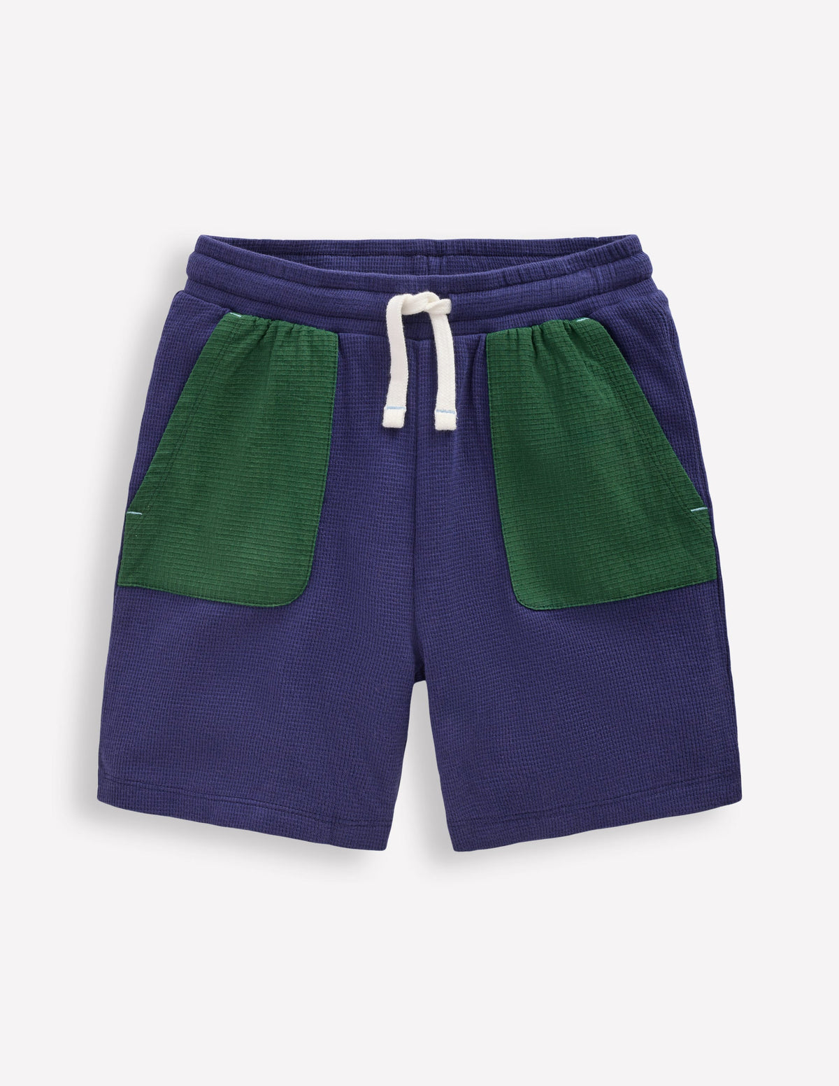 Shorts aus Waffel-Mix-Marineblau-1