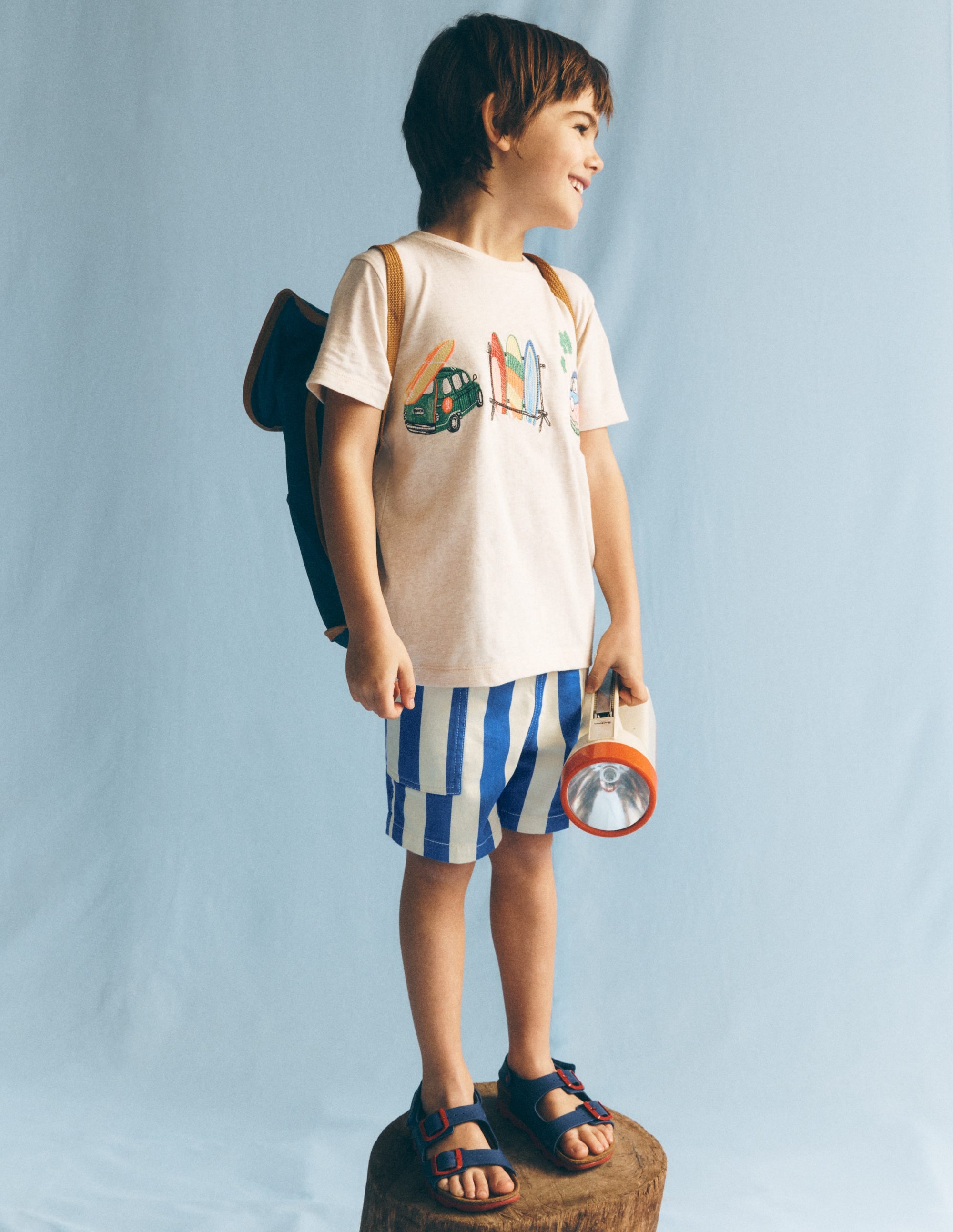 Baumwollshorts mit Tasche-Blau Streifen - Image 4