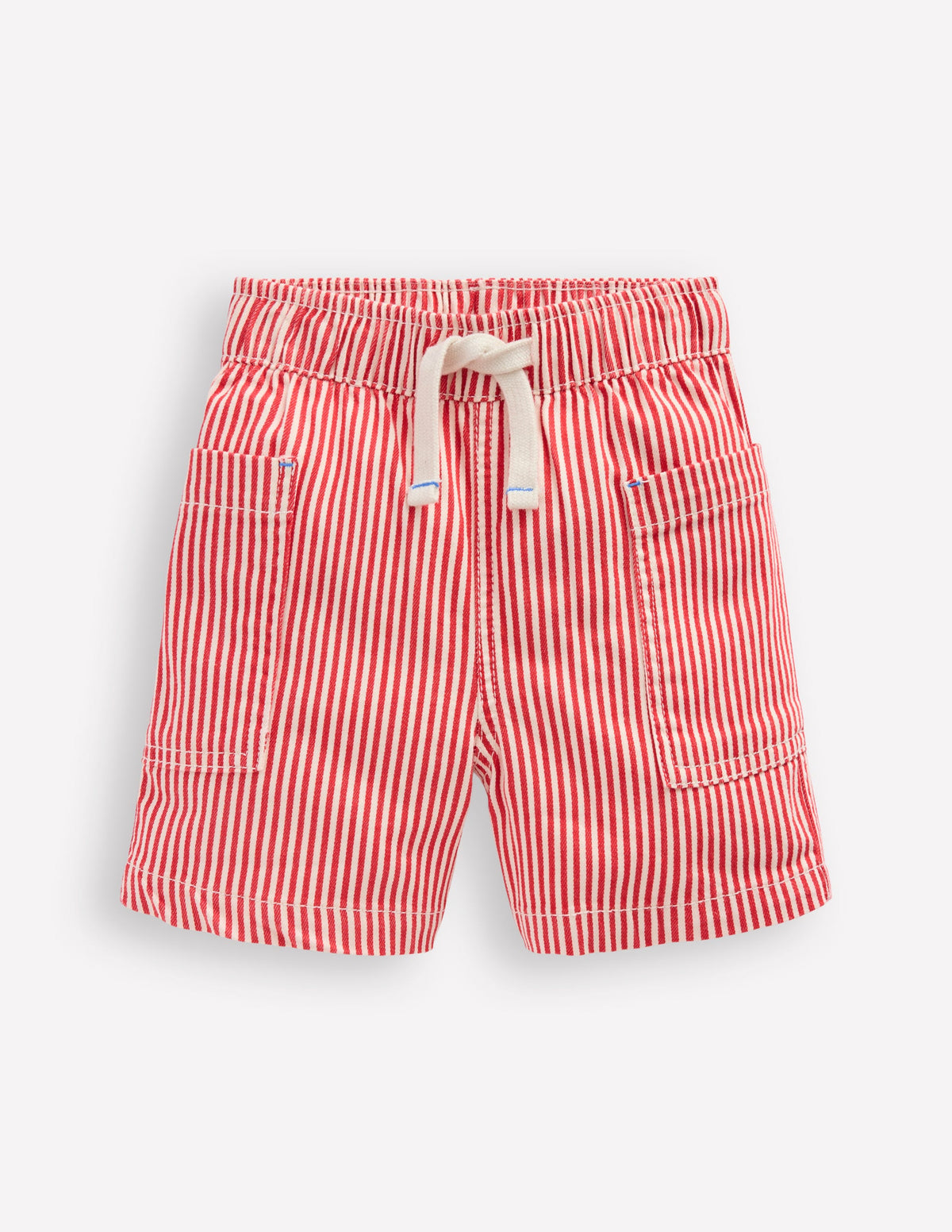 Baumwollshorts mit Tasche-Rot, Feine Streifen - Image 1