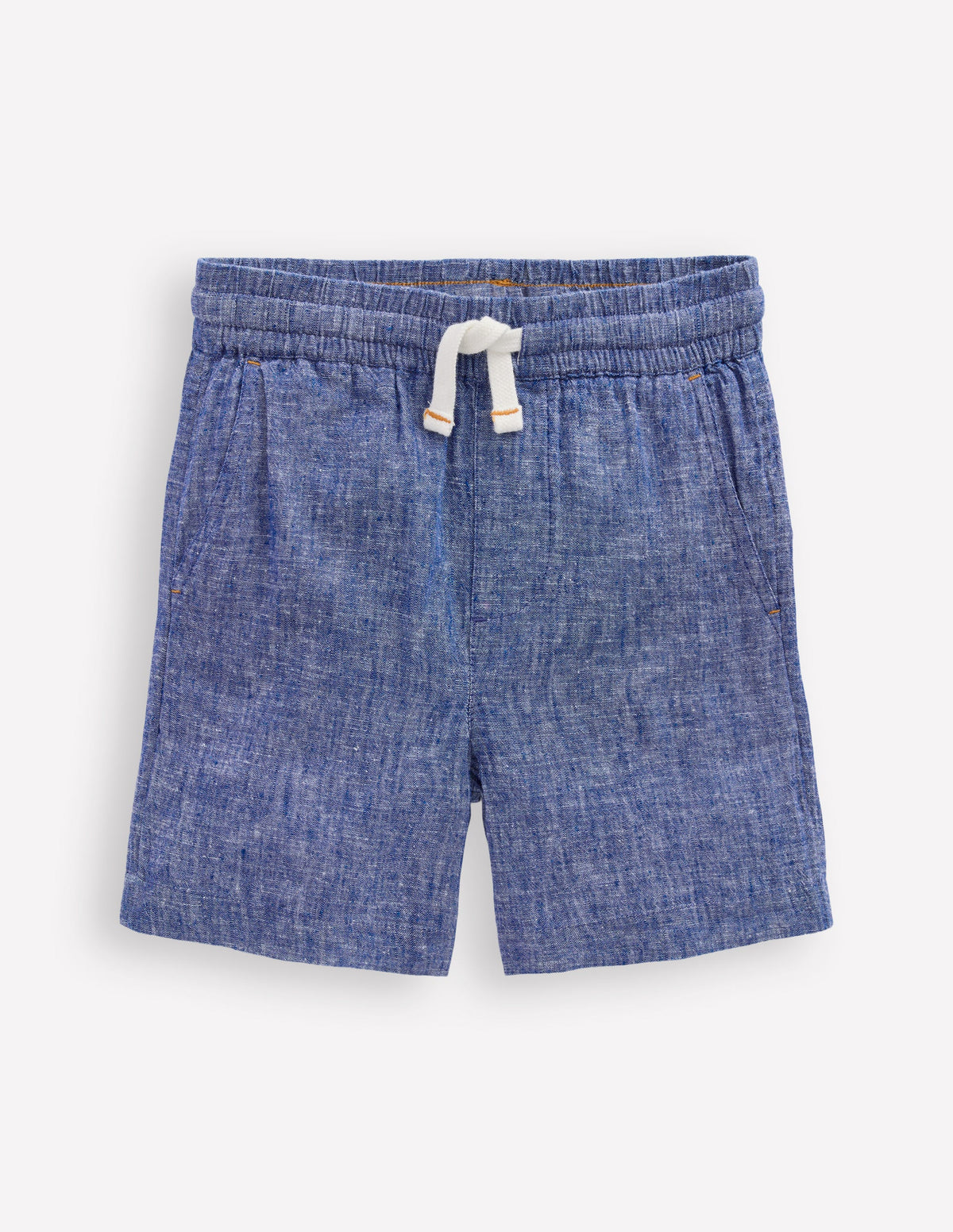 Shorts aus Baumwollleinen-Blauer Faux-Uni-1