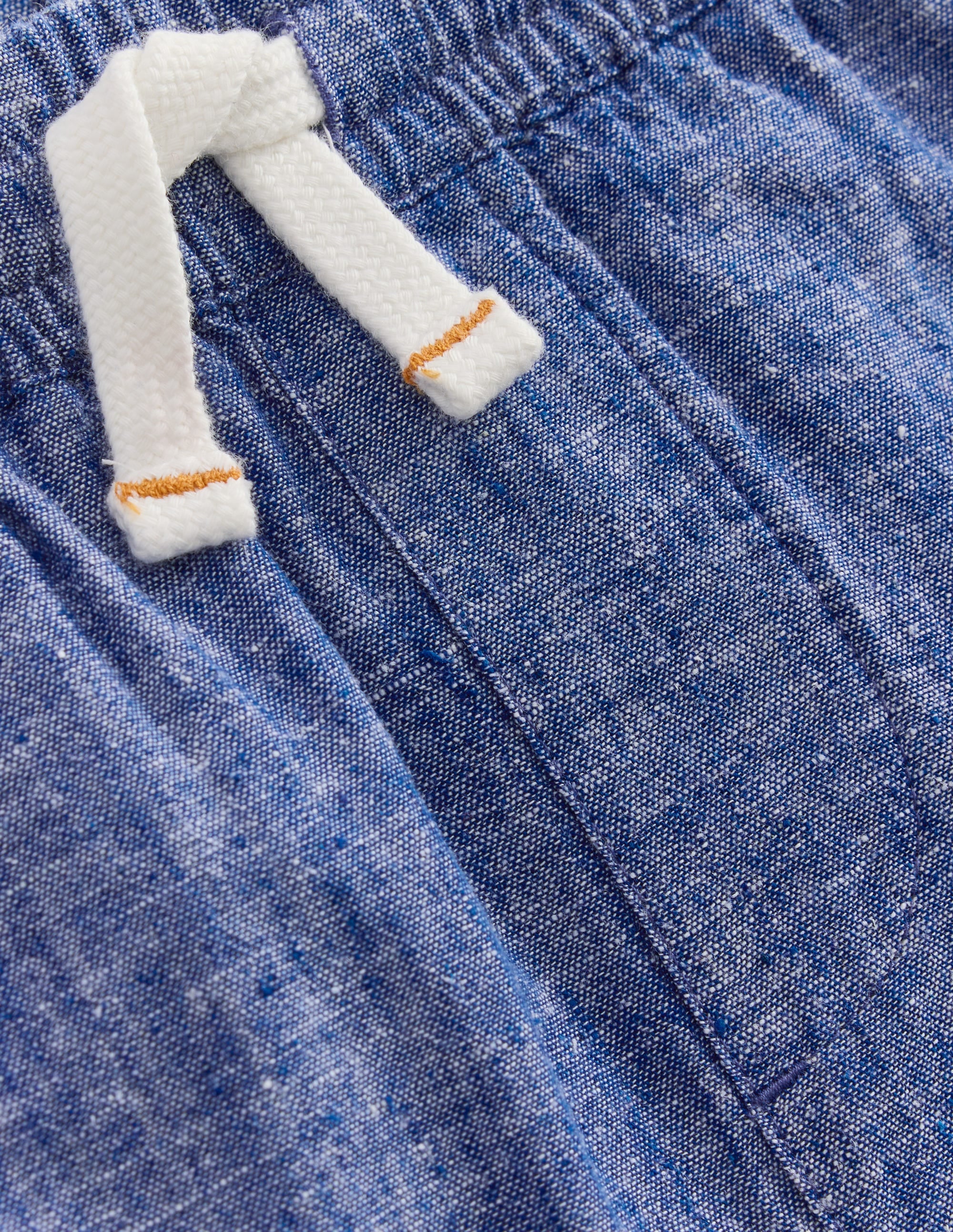 Shorts aus Baumwollleinen-Blauer Faux-Uni - Image 3