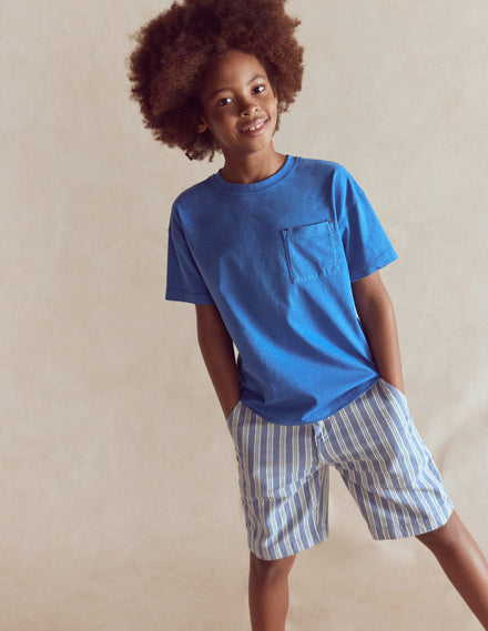 Short élégant-Rayé bleu clair