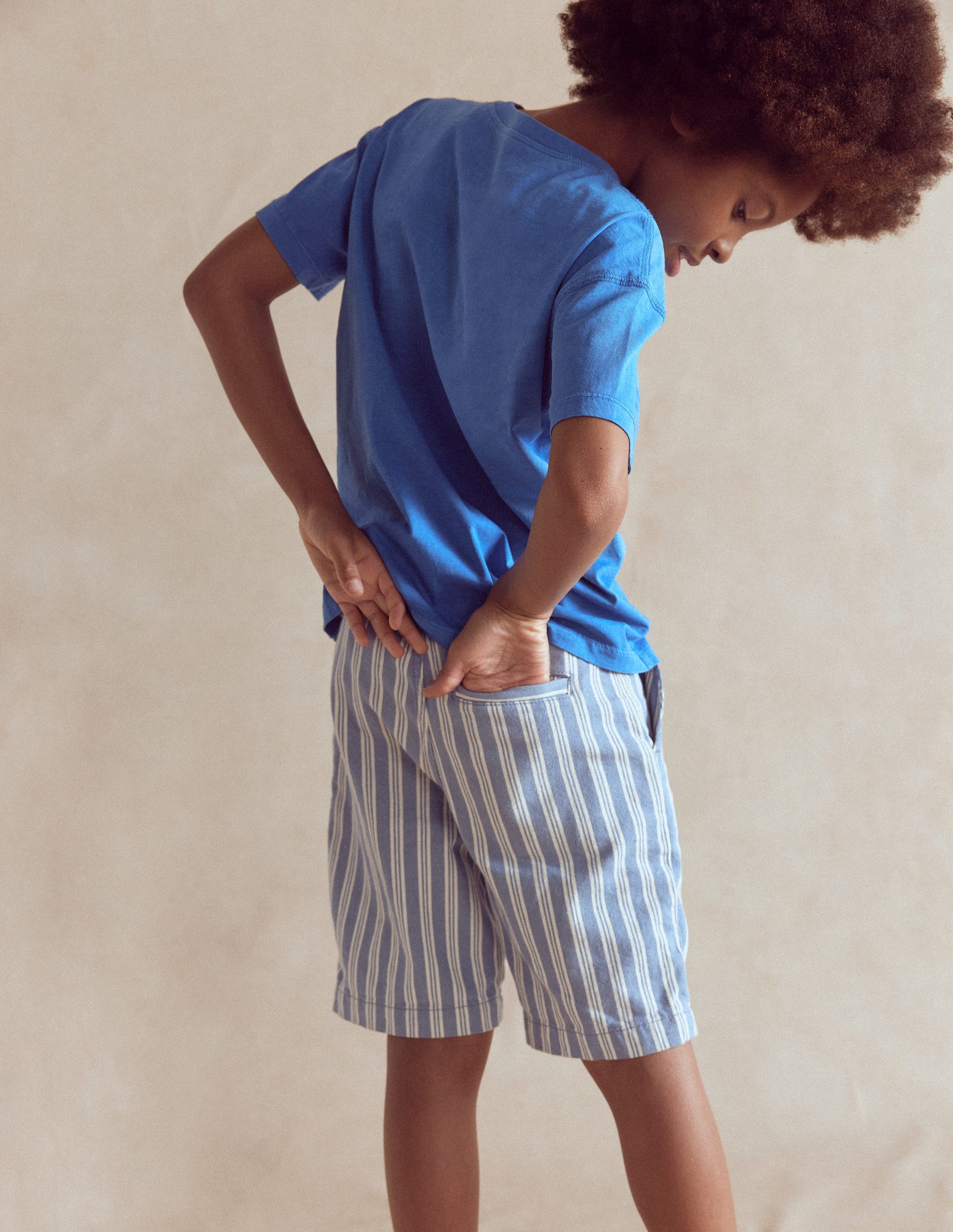 Elegante Shorts-Hellblau Streifen-2