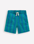 Double Cloth Shorts-Green and Blue Stripe