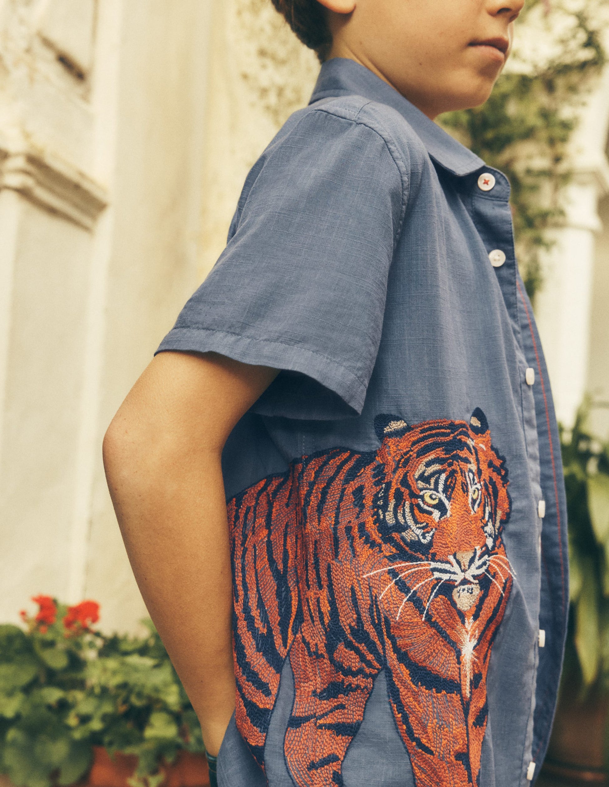 Chemise à super surpiqûres-Tigre indigo vintage-4