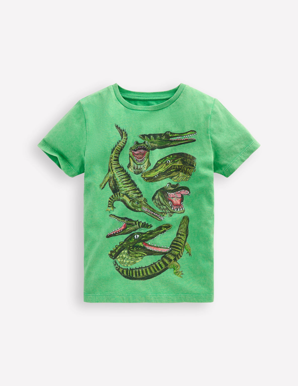 T-Shirt mit Vintage-Waschung und Grafik-Aloe-Grün Krokodile - Image 1
