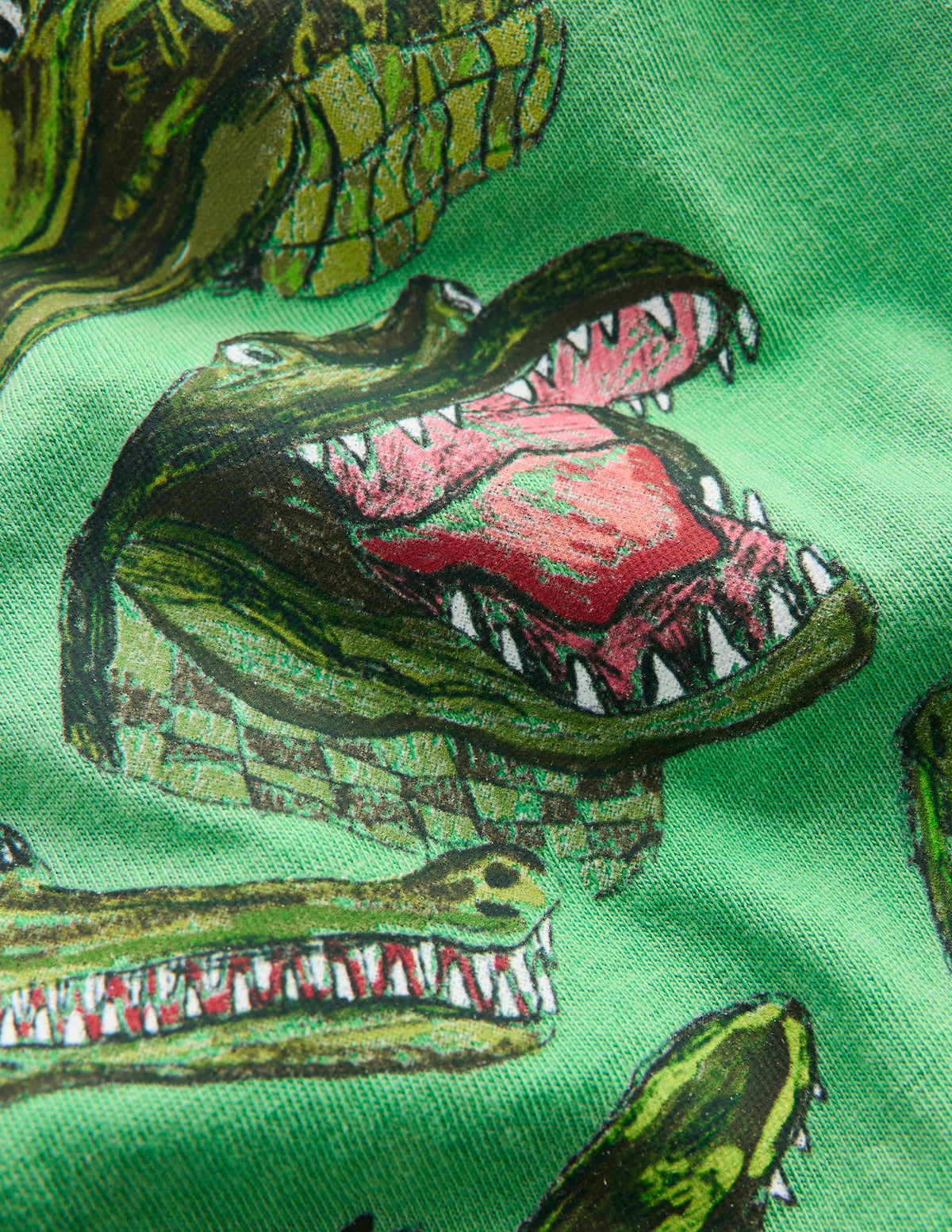 T-Shirt mit Vintage-Waschung und Grafik-Aloe-Grün Krokodile-3
