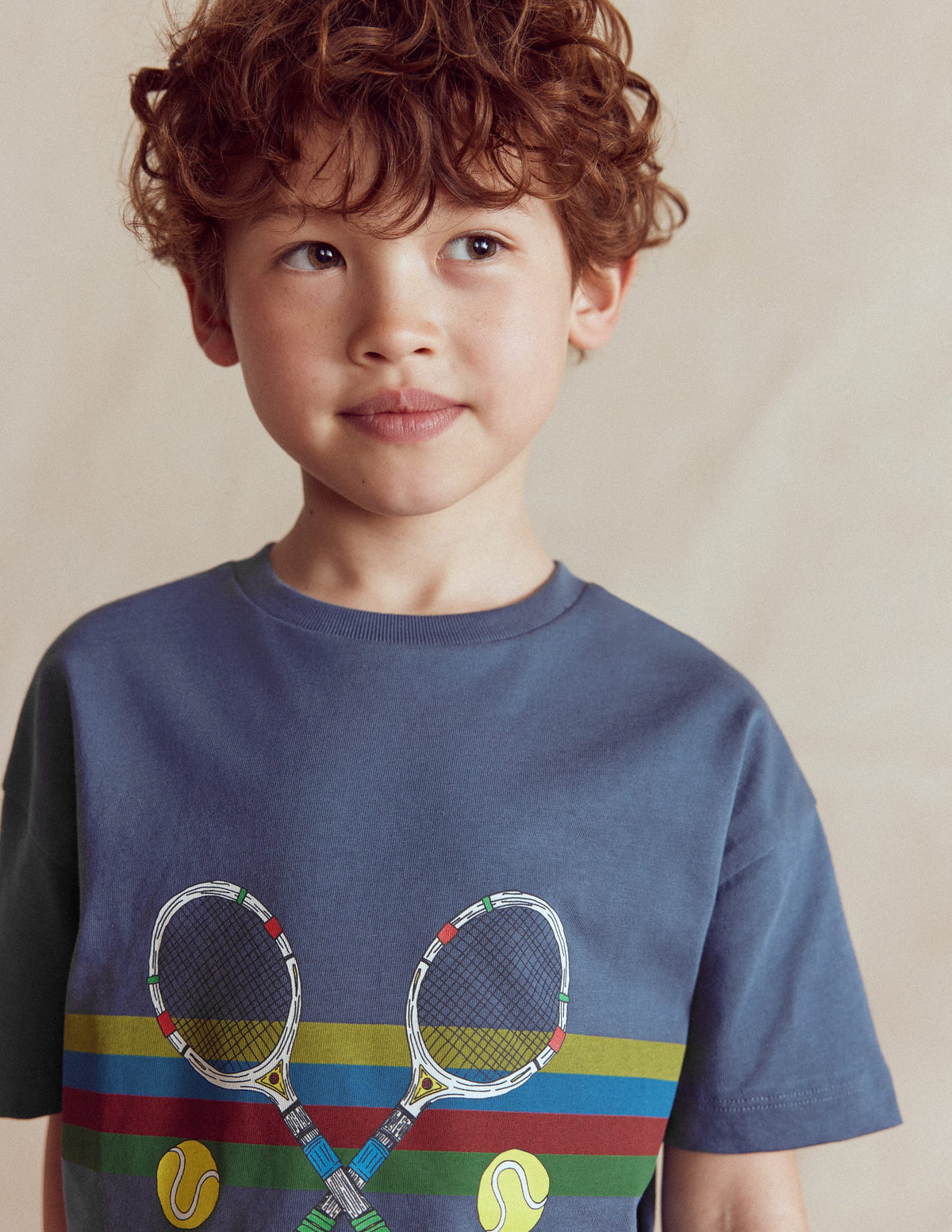 Lockeres T-Shirt mit Sportgrafik-Roboterblau Tennis-2