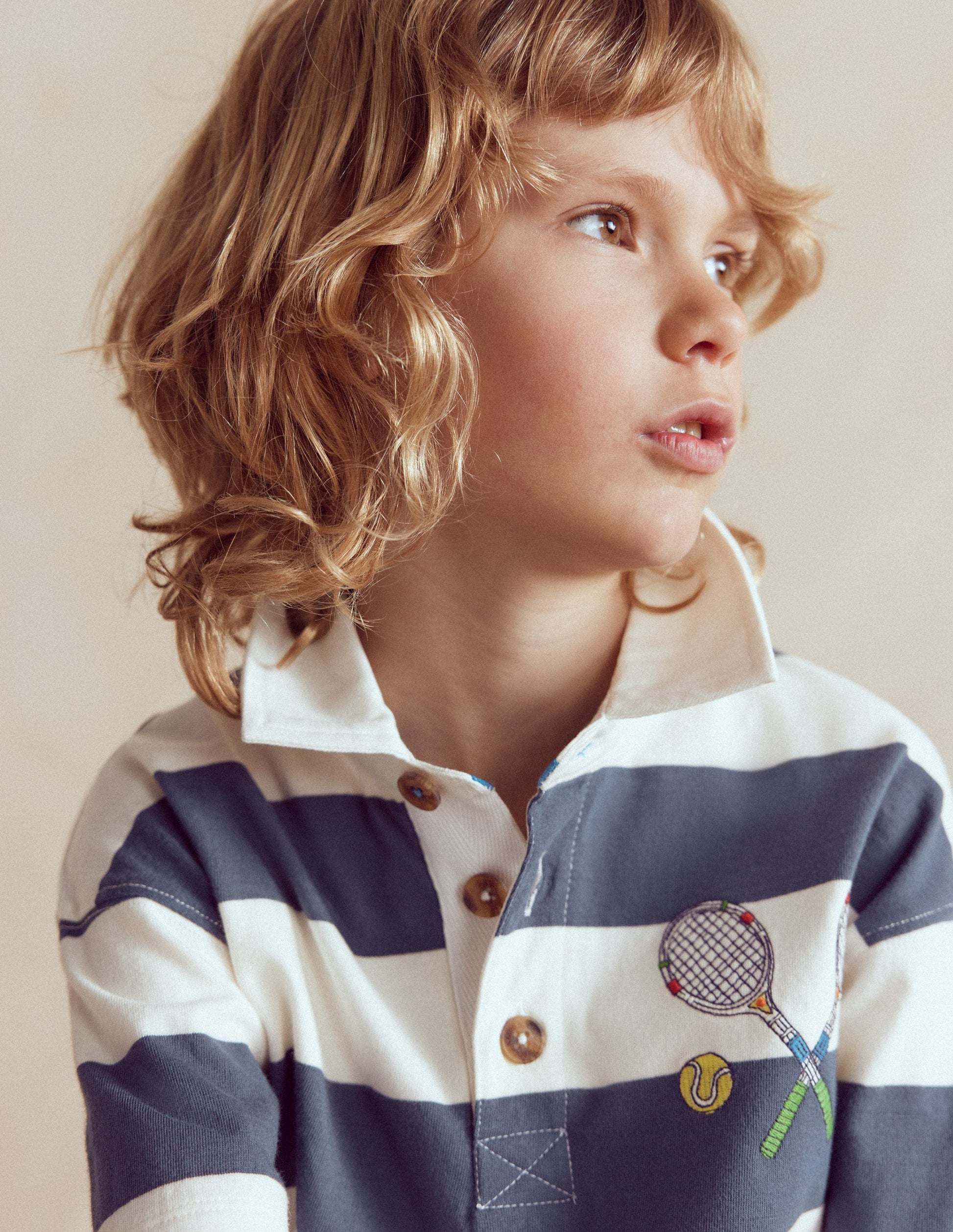 Relaxed Appliqué Polo Shirt-Robot Blue Tennis-3