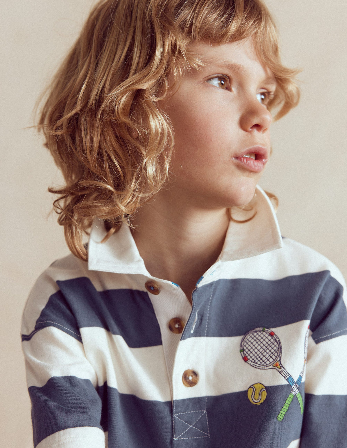 Relaxed Appliqué Polo Shirt-Robot Blue Tennis - Image 3