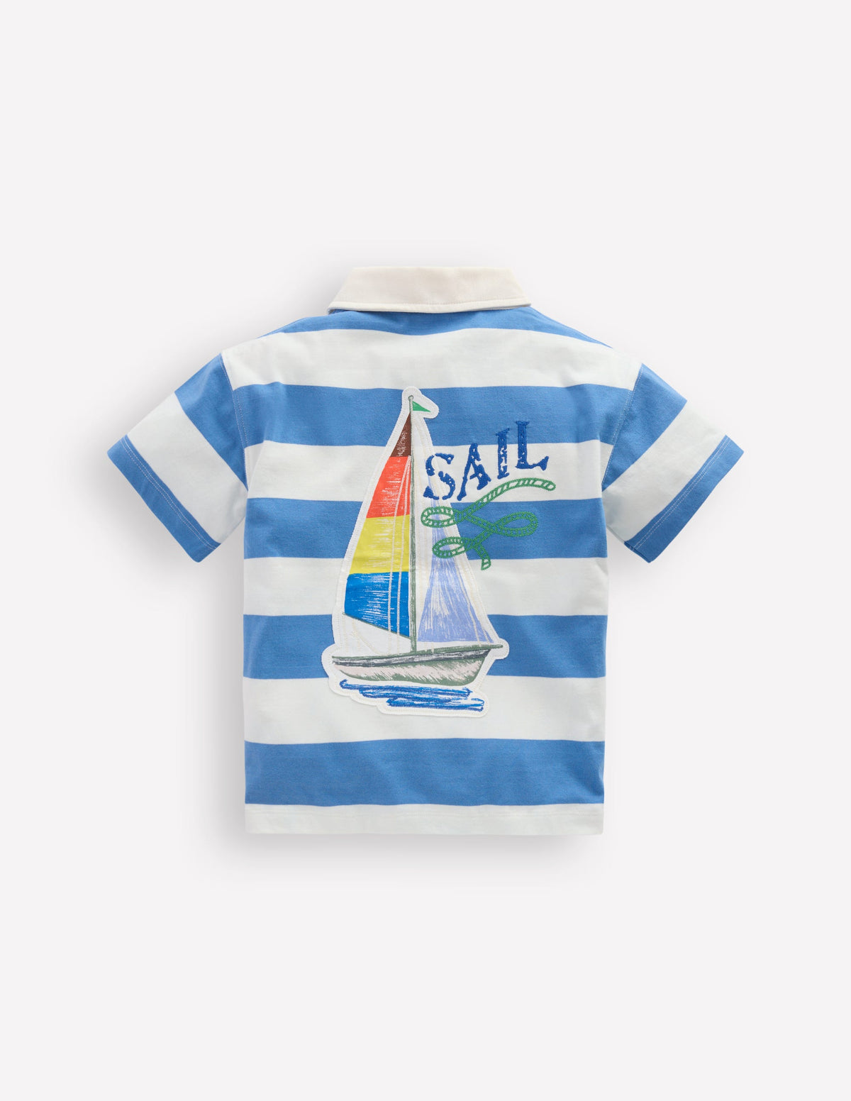 Lockeres Polohemd mit Applikation-Vergissmeinnicht-Blau Segelboote - Image 2