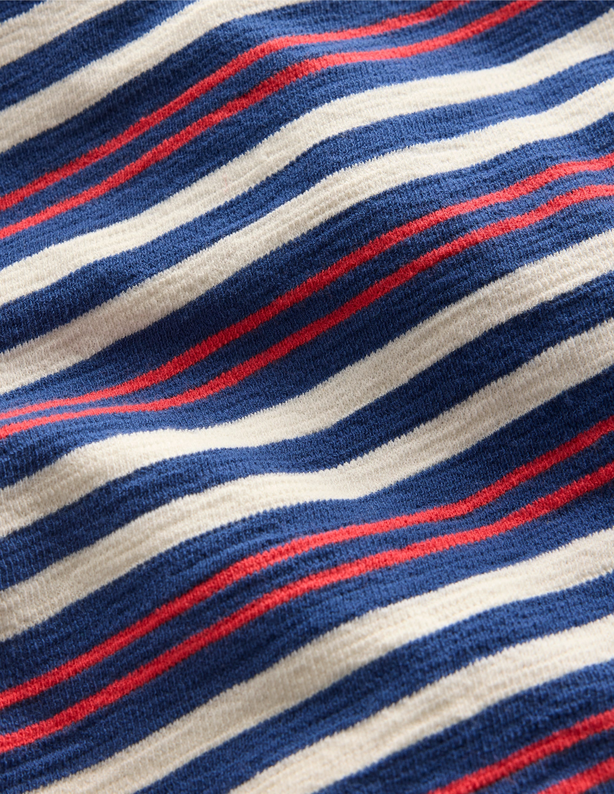 Texturiertes, gestreiftes T-Shirt-Denim-Blau/Marmeladenrot - Image 5