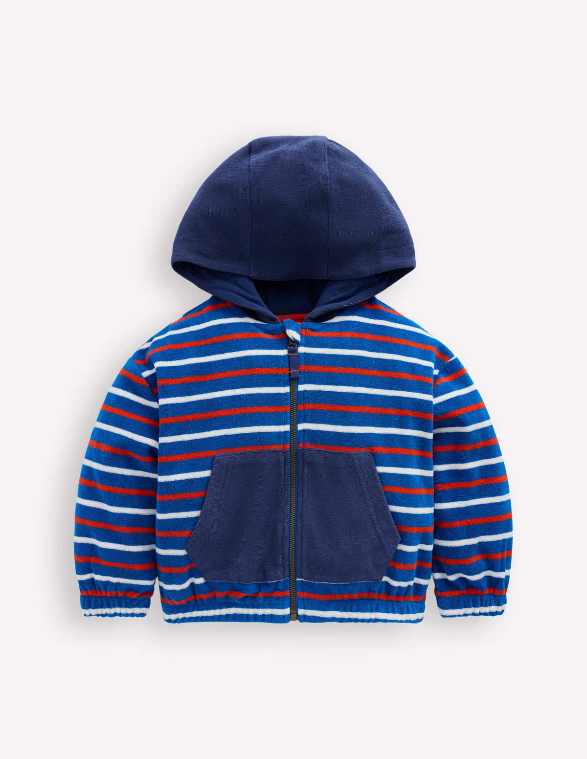 Kapuzenjacke aus Frottee-Blau Bunt Streifen-1