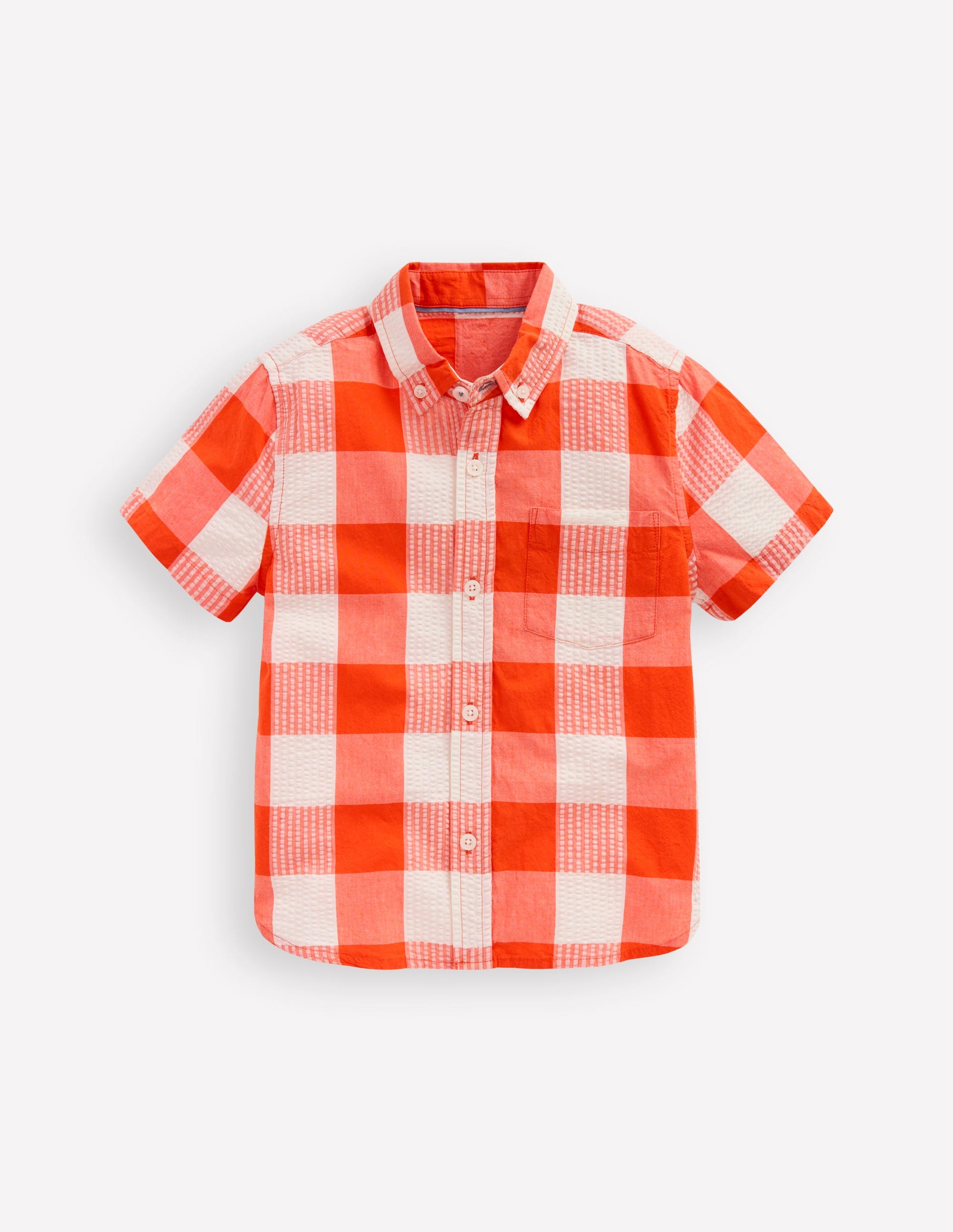 Baumwollhemd mit Vichykaro-Orangefarben Seersucker-1
