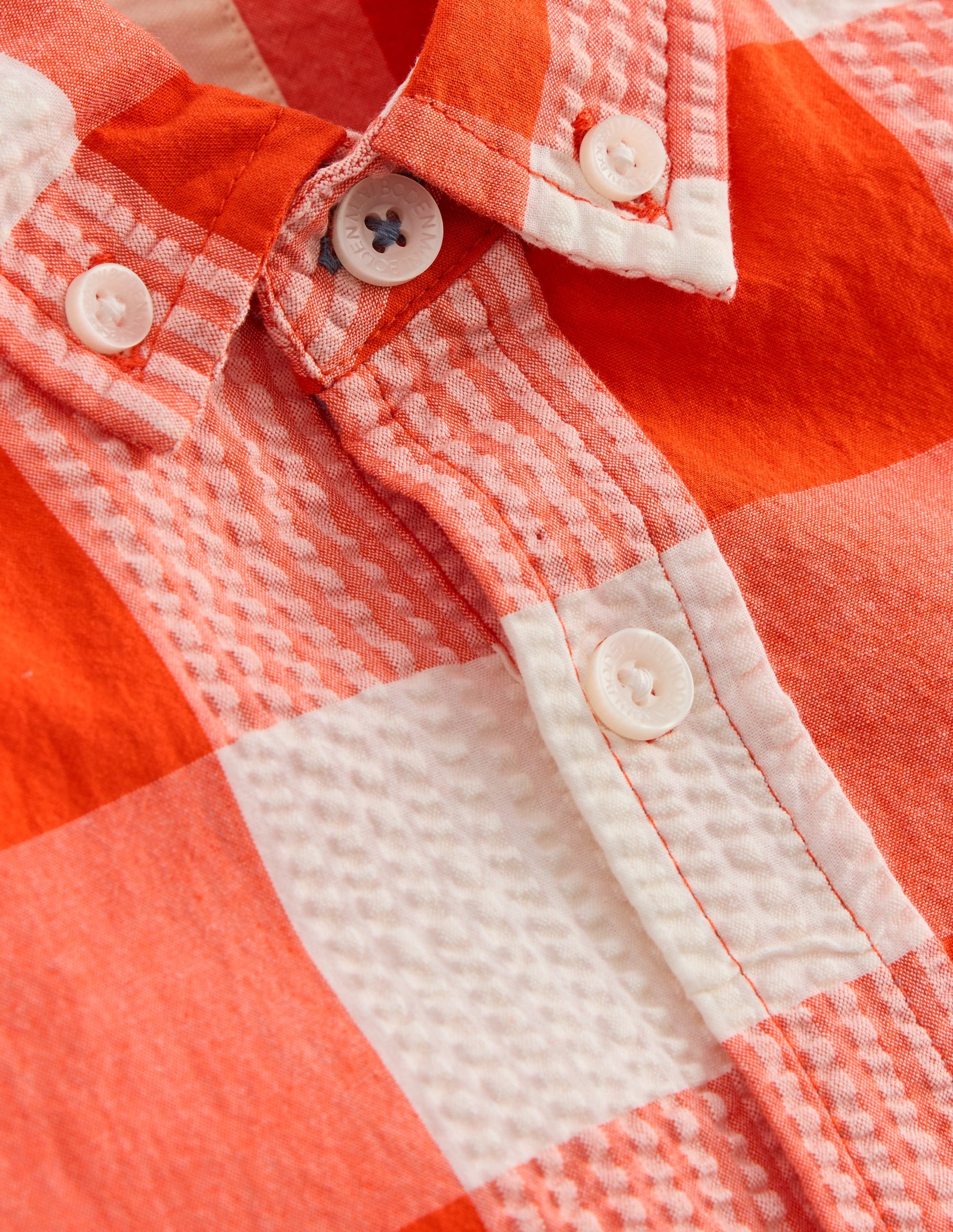 Baumwollhemd mit Vichykaro-Orangefarben Seersucker-3