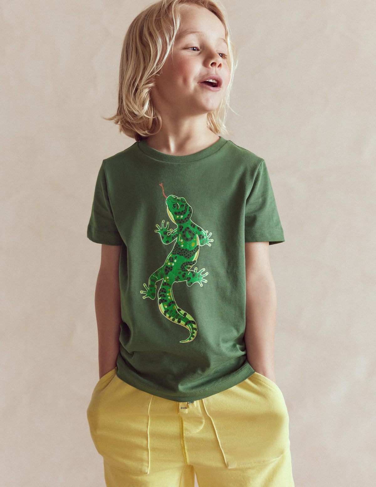 Front and Back Glow T-shirt-Bottle Green, Lizard X-Rray-1