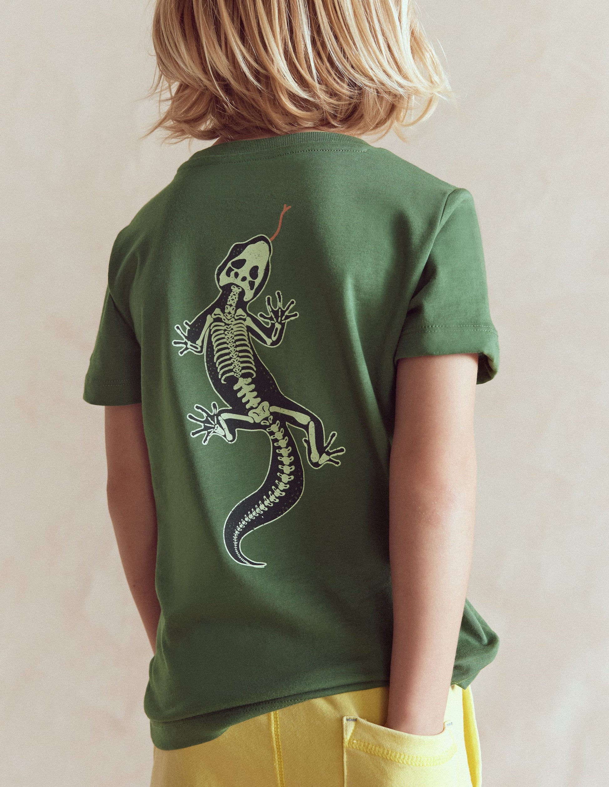 Front and Back Glow T-shirt-Bottle Green, Lizard X-Rray-2