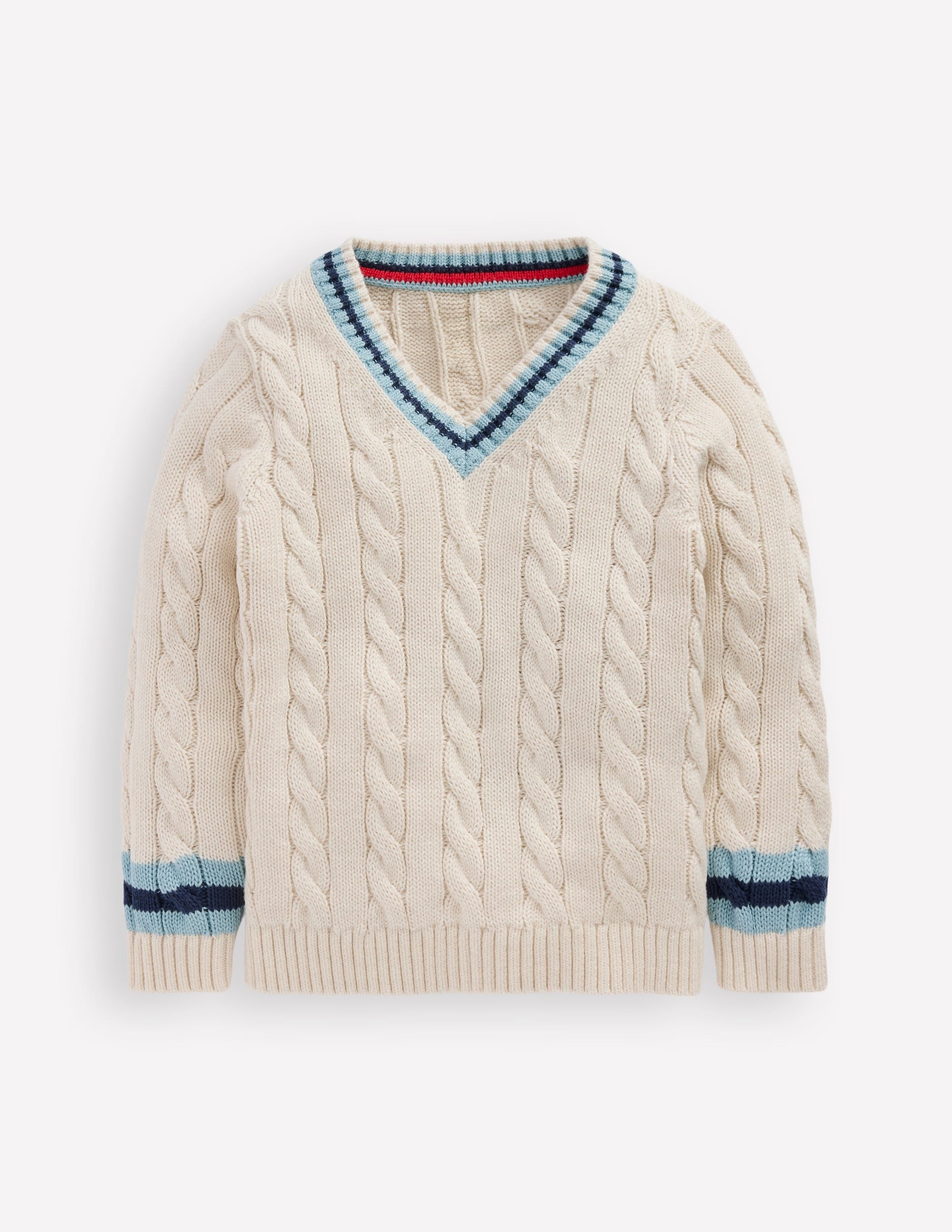 V-neck Cable Jumper-Ivory-3