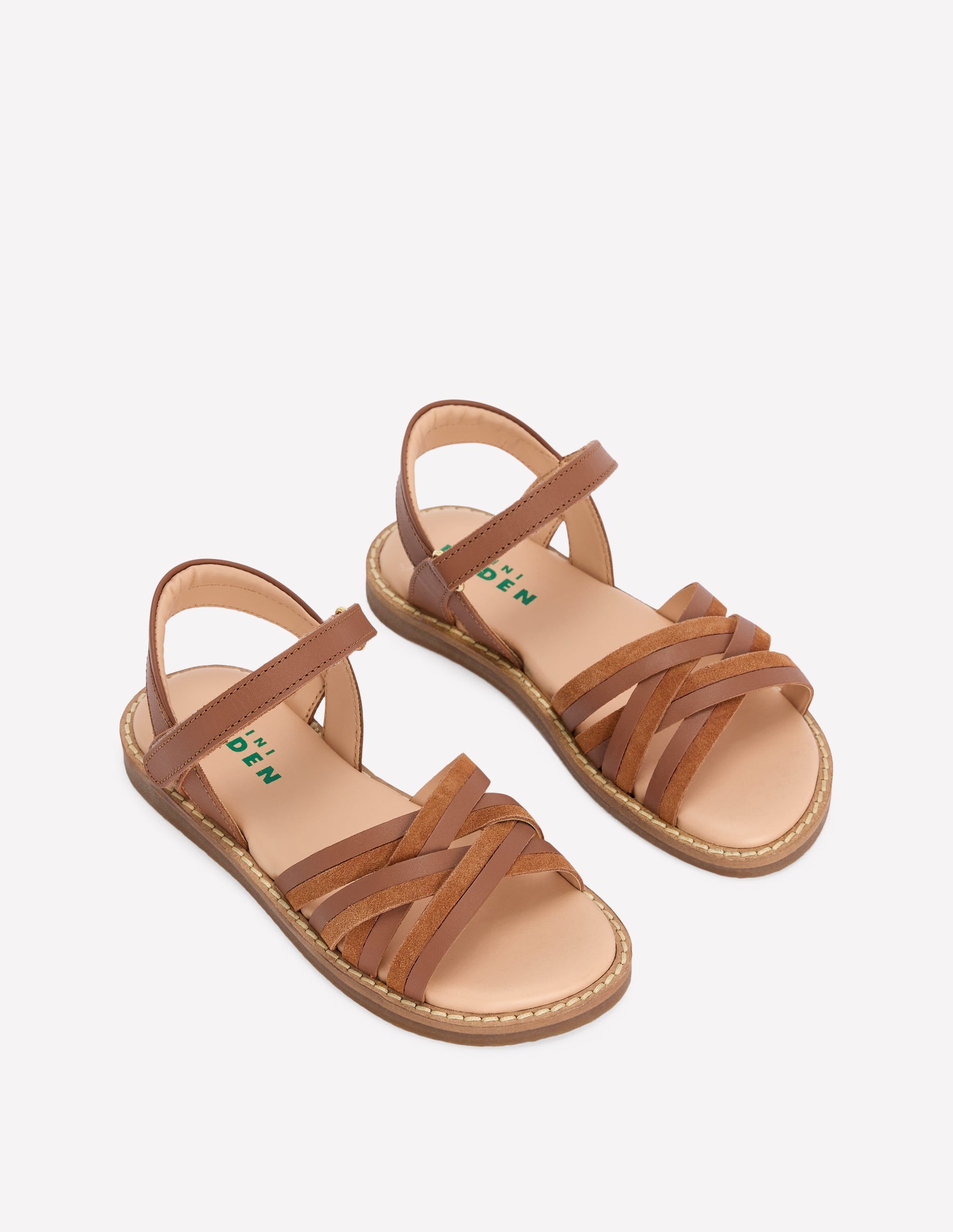 Sandales en cuir à brides croisées-Fauve - Image 2