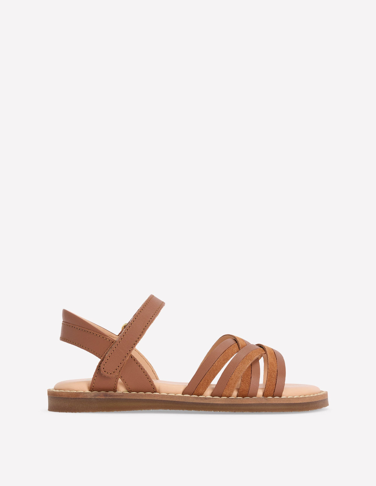 Sandales en cuir à brides croisées-Fauve-1