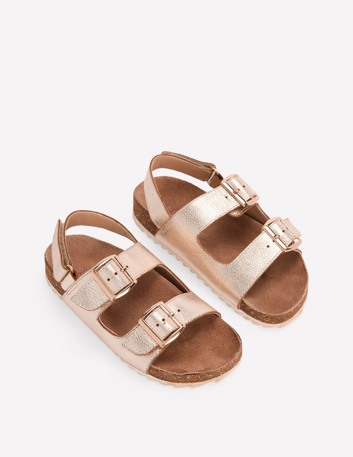 Sandalen mit Doppelriemen in Metallic-Optik-Gold-2